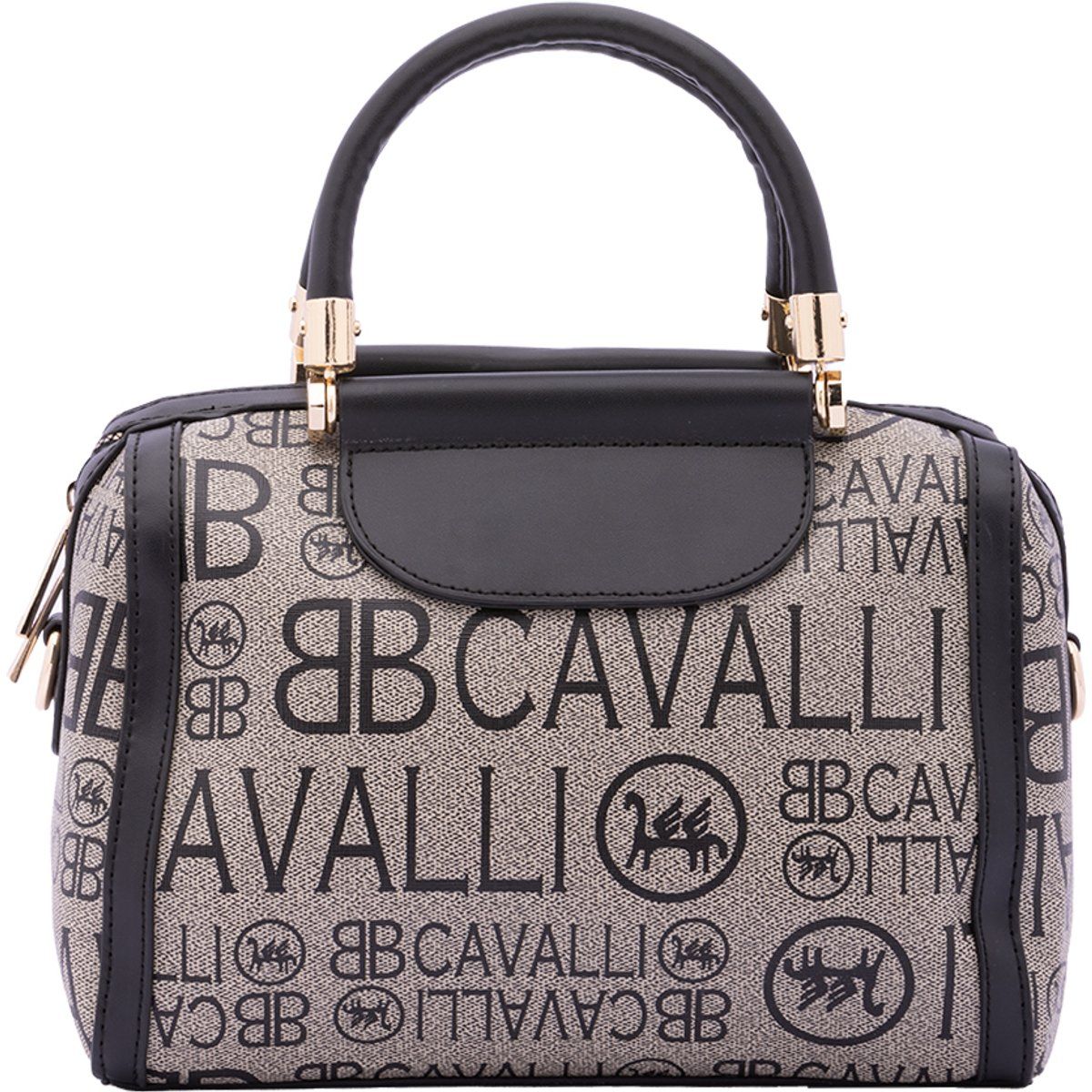 Strukturierte Bowler-Tasche mit Monogramm-Print