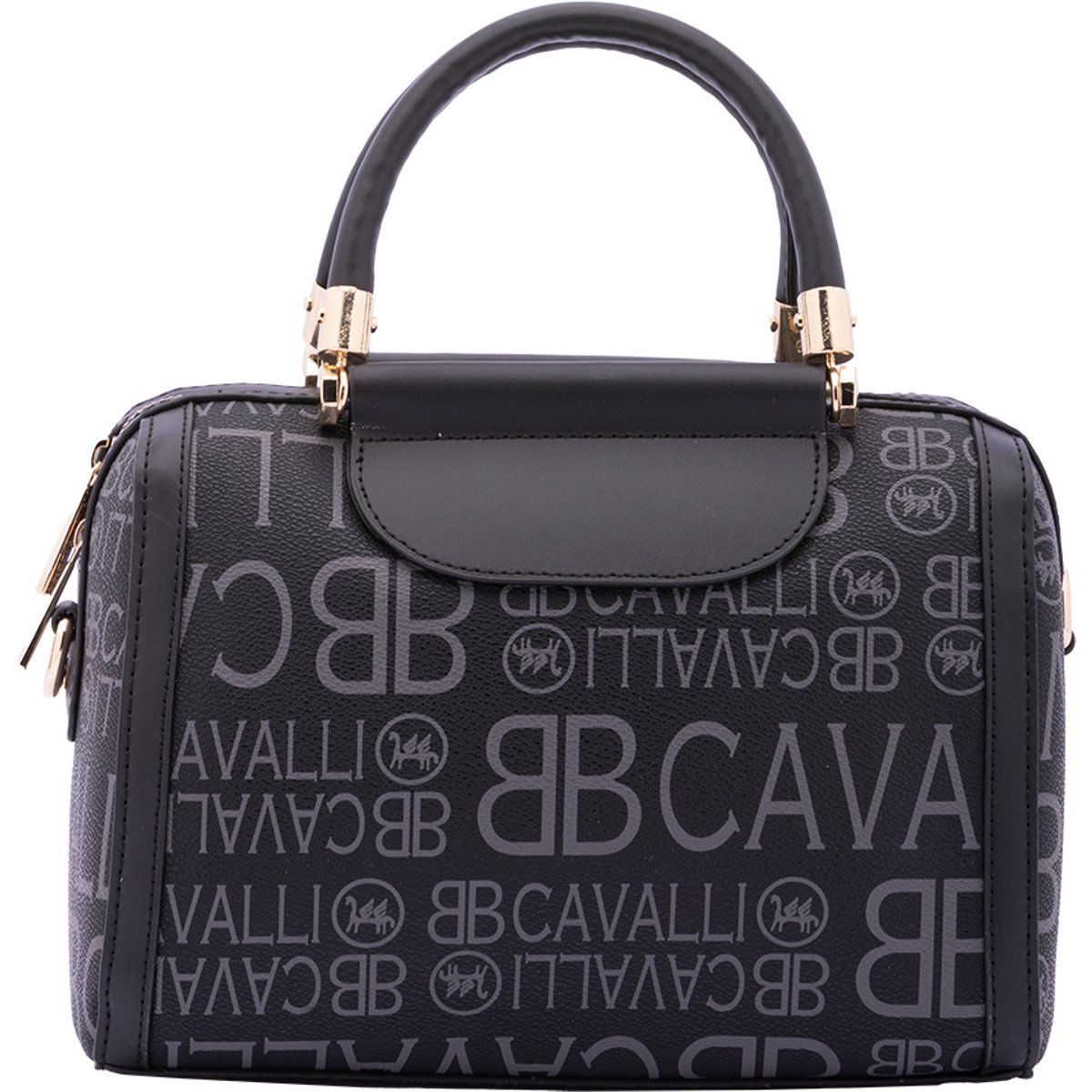Strukturierte Bowler-Tasche mit Logo-Print