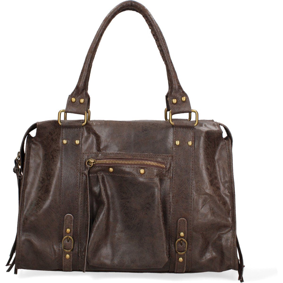 Vintage Schultertasche aus Distressed-Leder