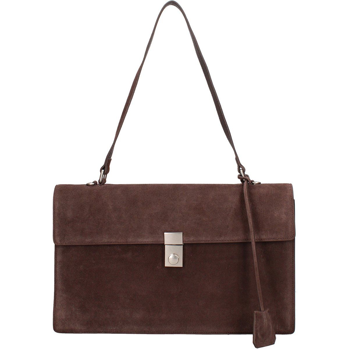 Minimalistische Wildleder-Schultertasche mit Klappe
