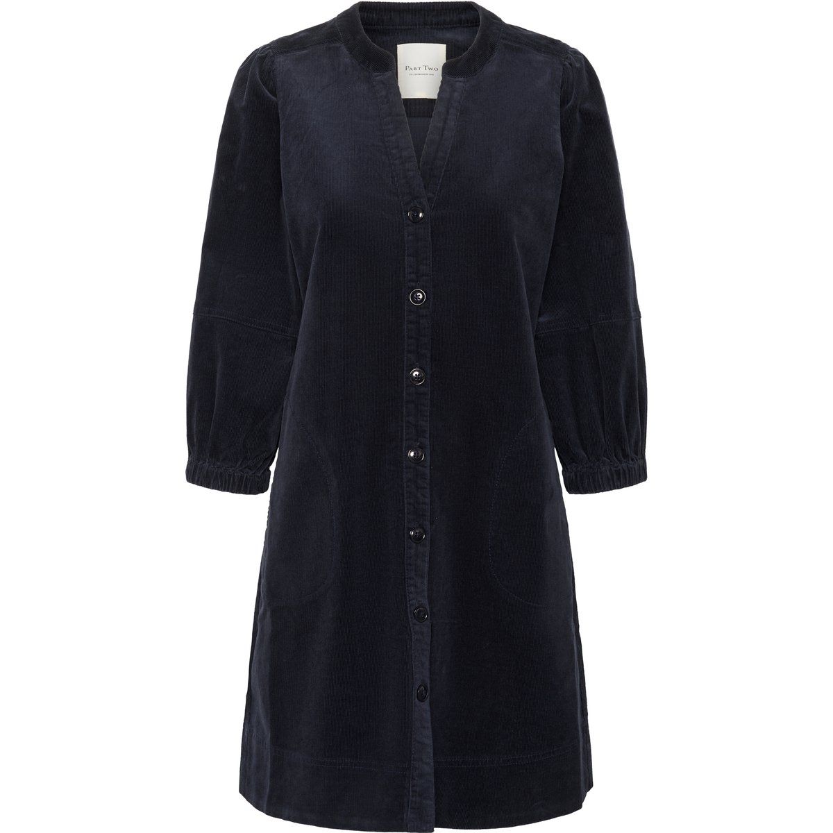 Cord-Hemdkleid mit Knopfleiste
