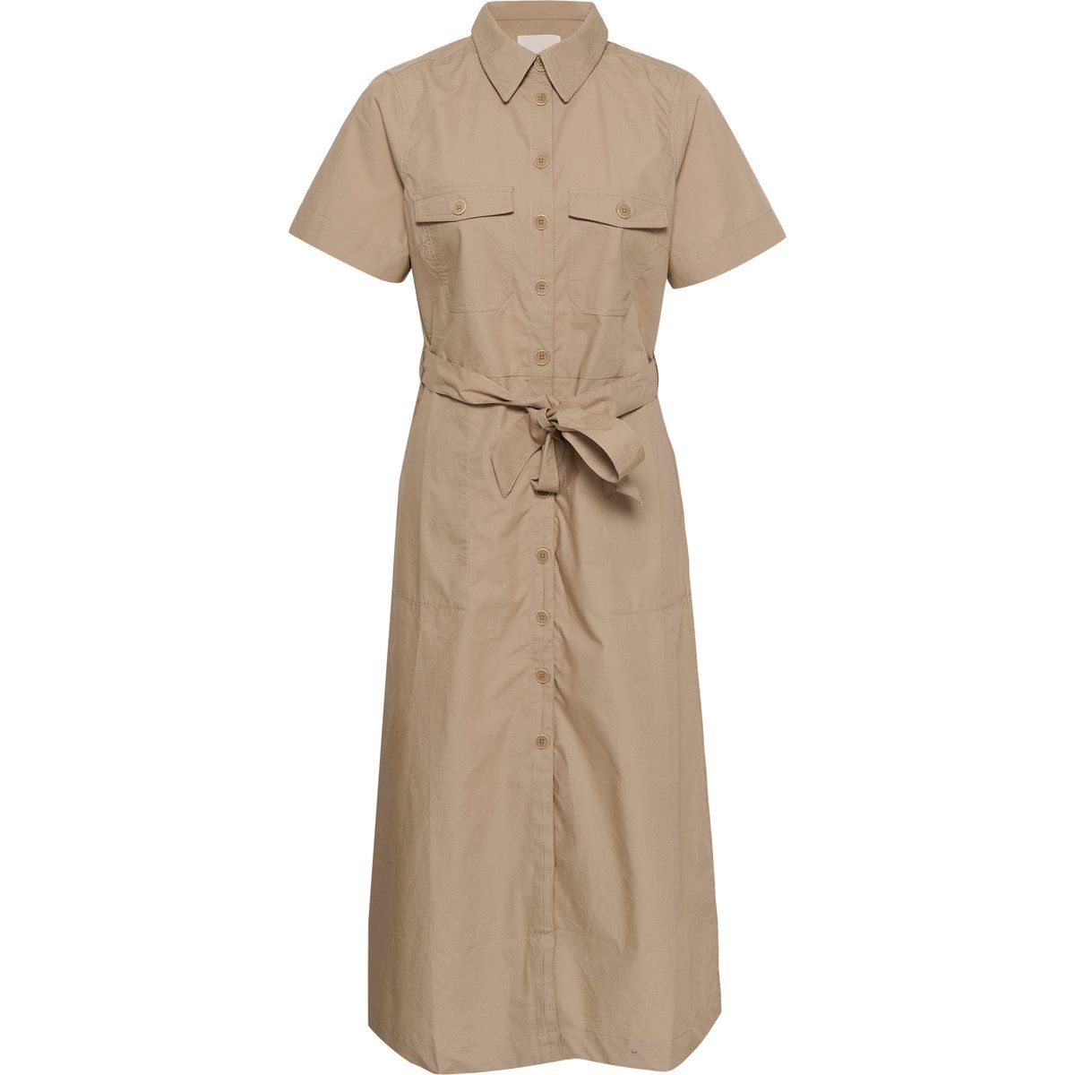 Klassisches Midi-Hemdblusenkleid mit Gürtel
