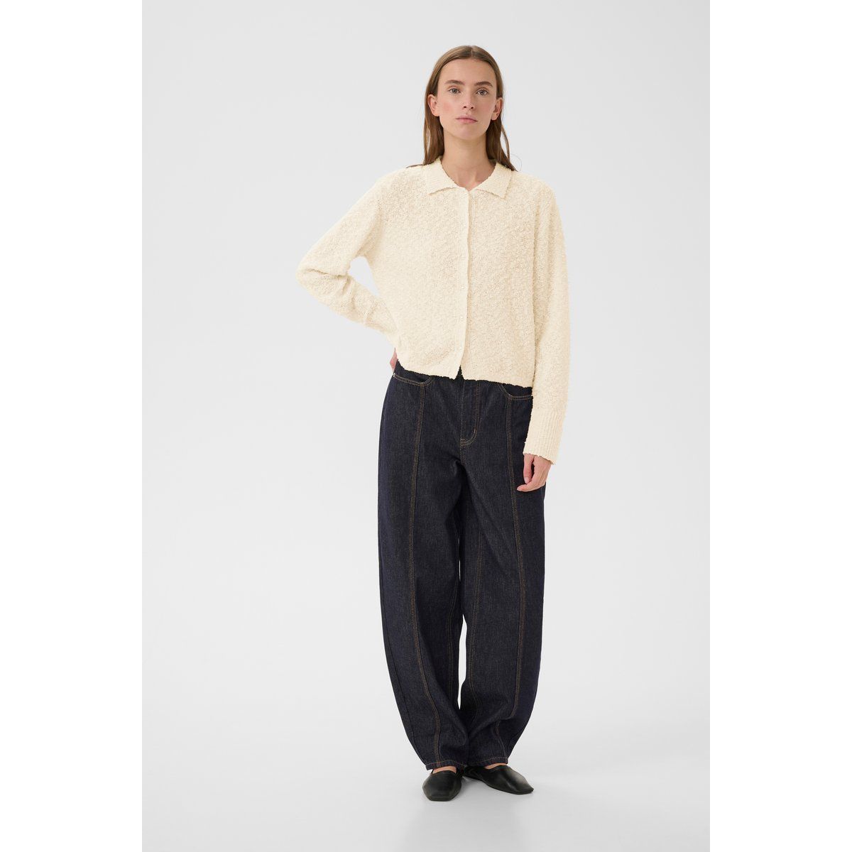 Strukturierte Strickjacke im Boxy-Schnitt