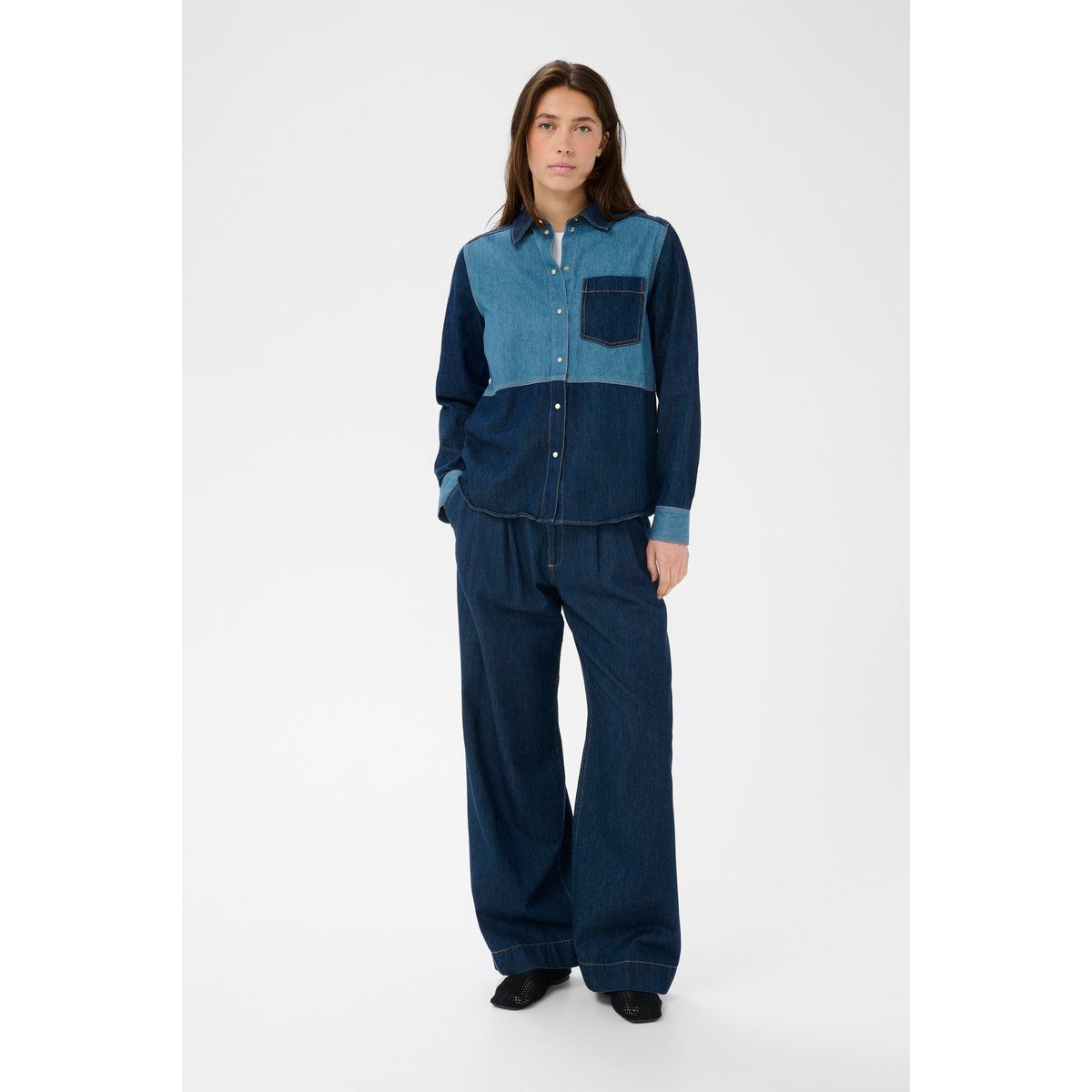 Oversize-Denimhemd in Two-Tone-Optik