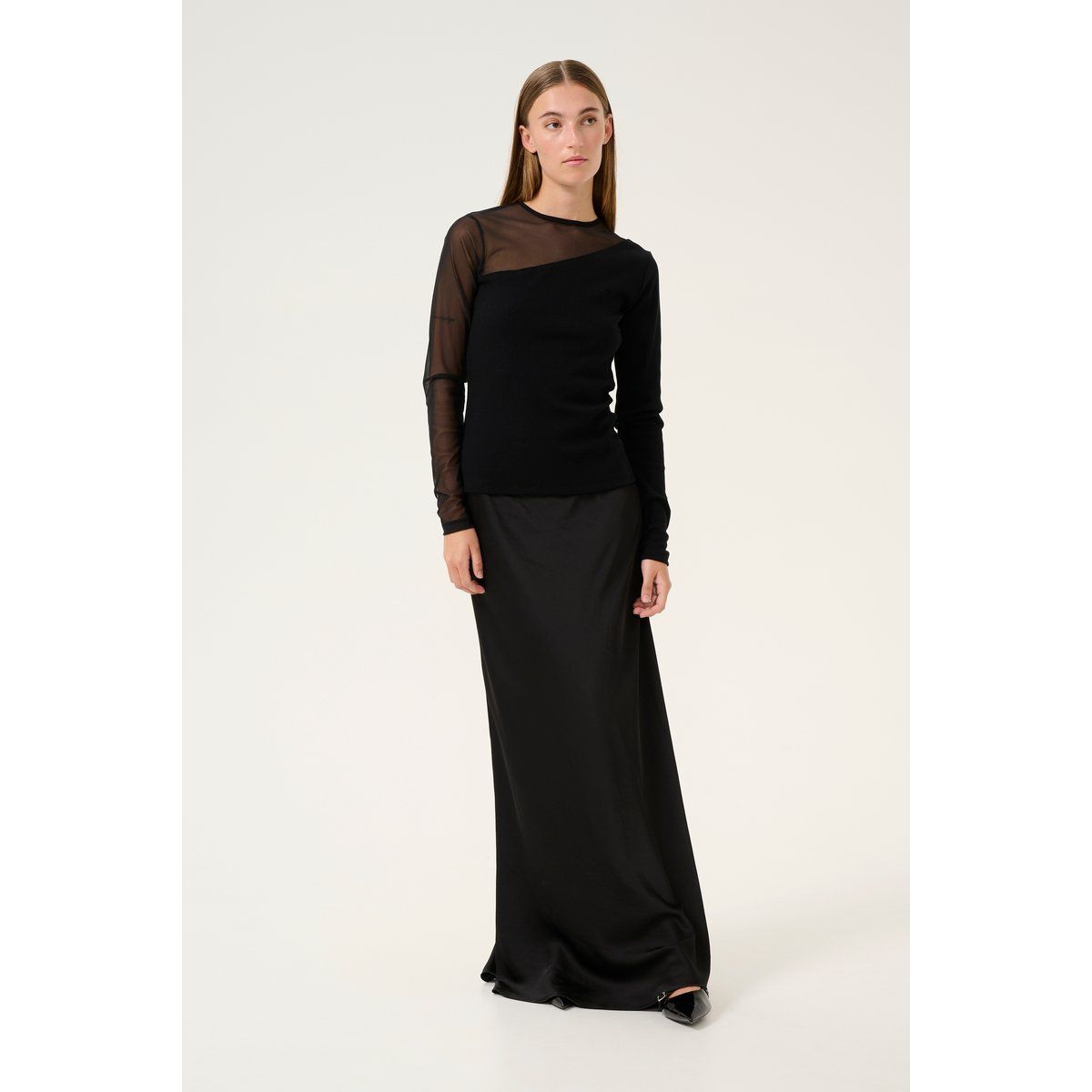 Slim-Fit Top mit Mesh-Einsatz