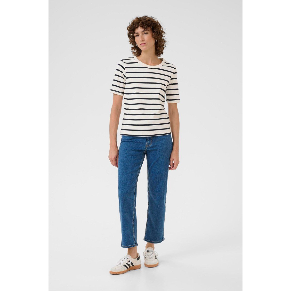 Klassisches gestreiftes Rundhals T-Shirt