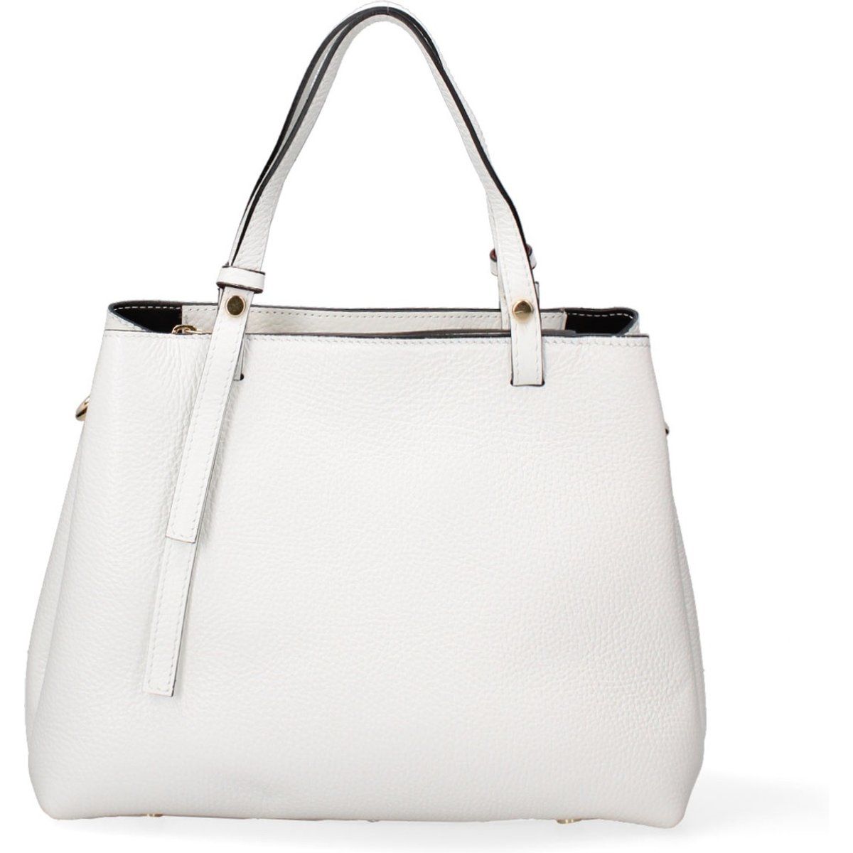 Strukturierte Leder-Handtasche mit Henkeln