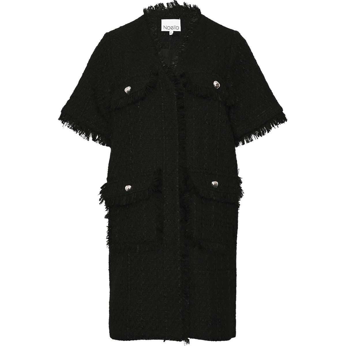 Übergroßes Tweed-Kleid mit Herzknöpfen