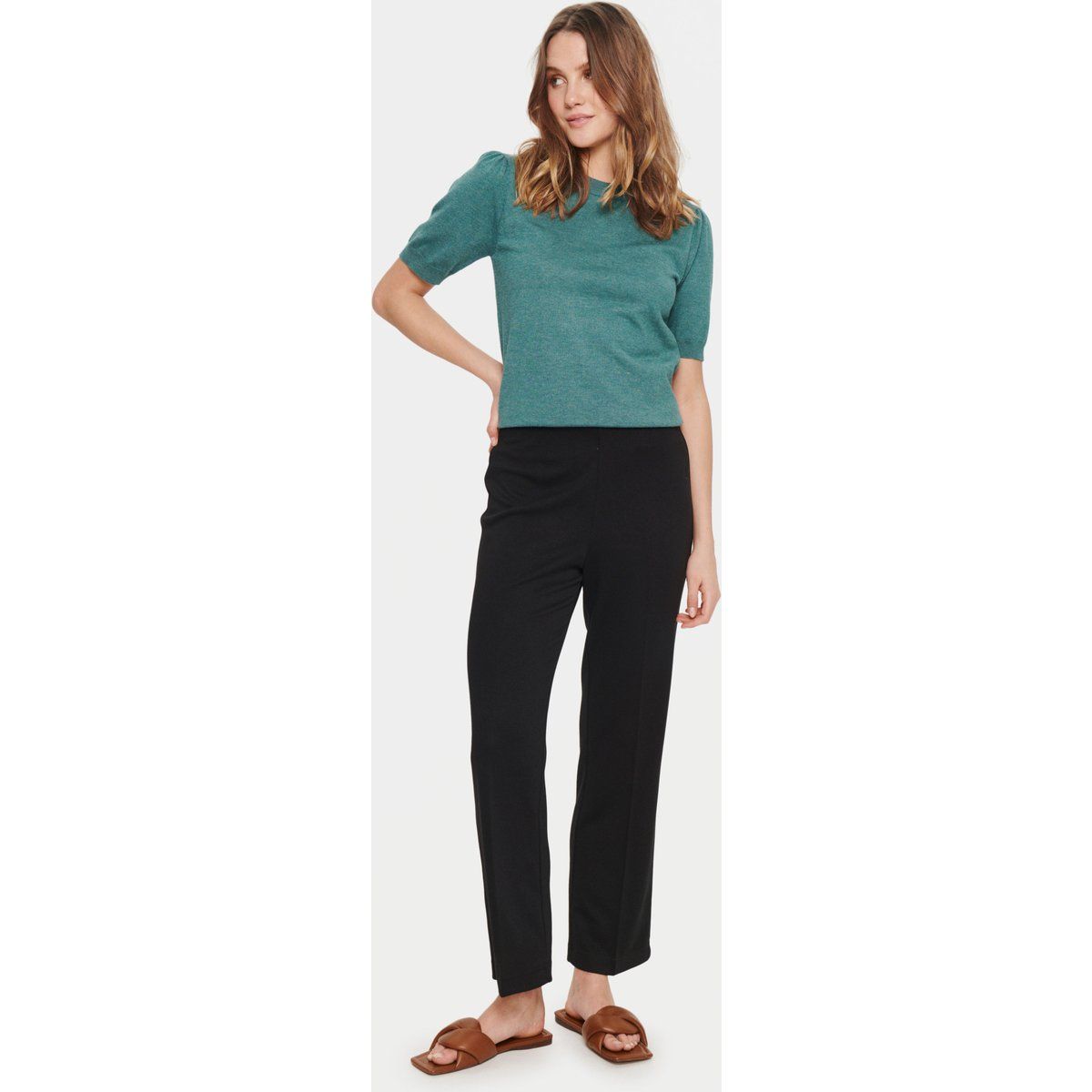 Lässige Strickhose mit geradem Bein