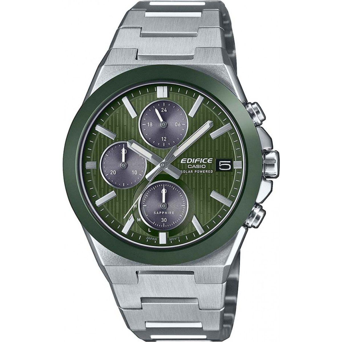 Solarbetriebene Chronographenuhr mit Saphirglas