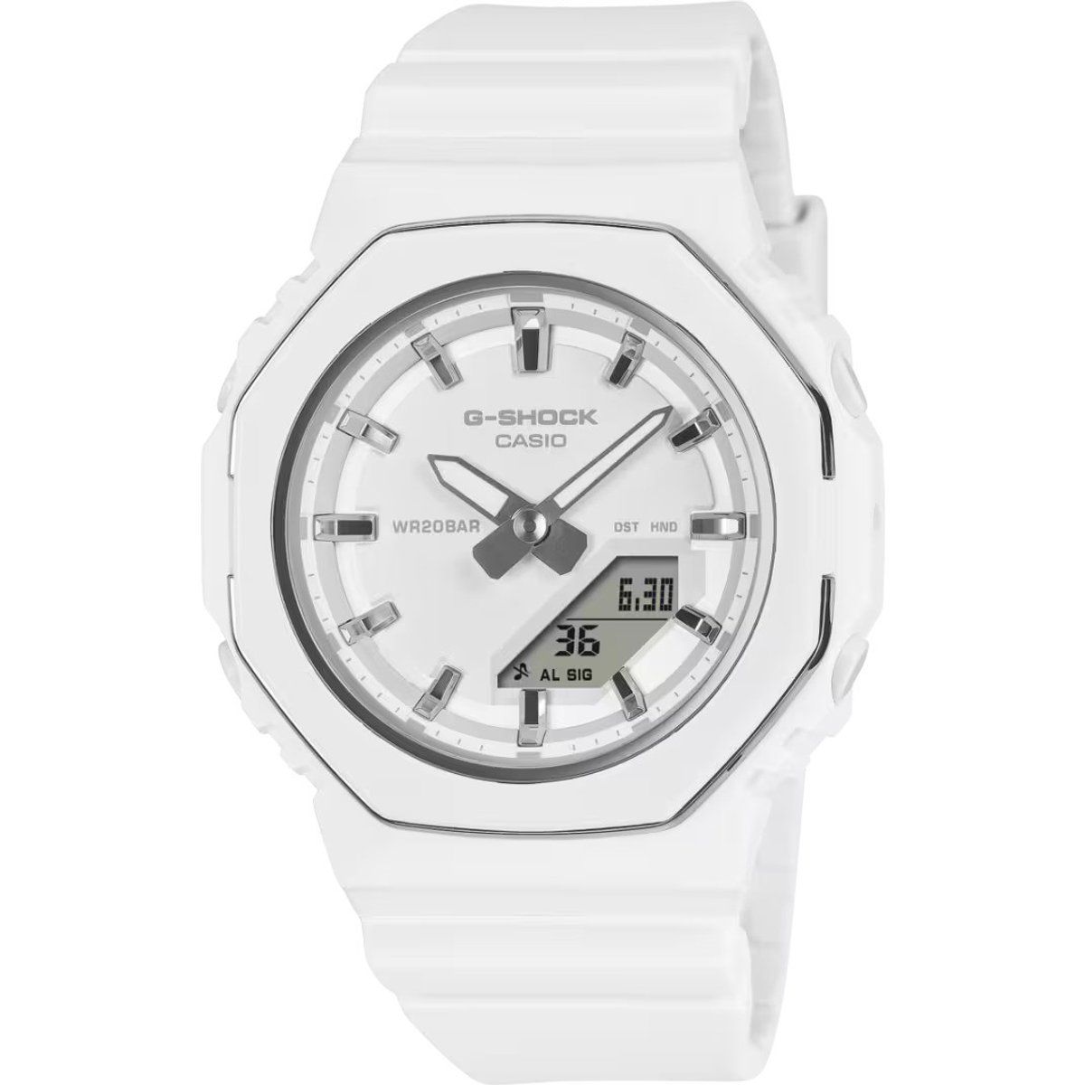 Minimalistische achteckige Analog-Digital-Uhr