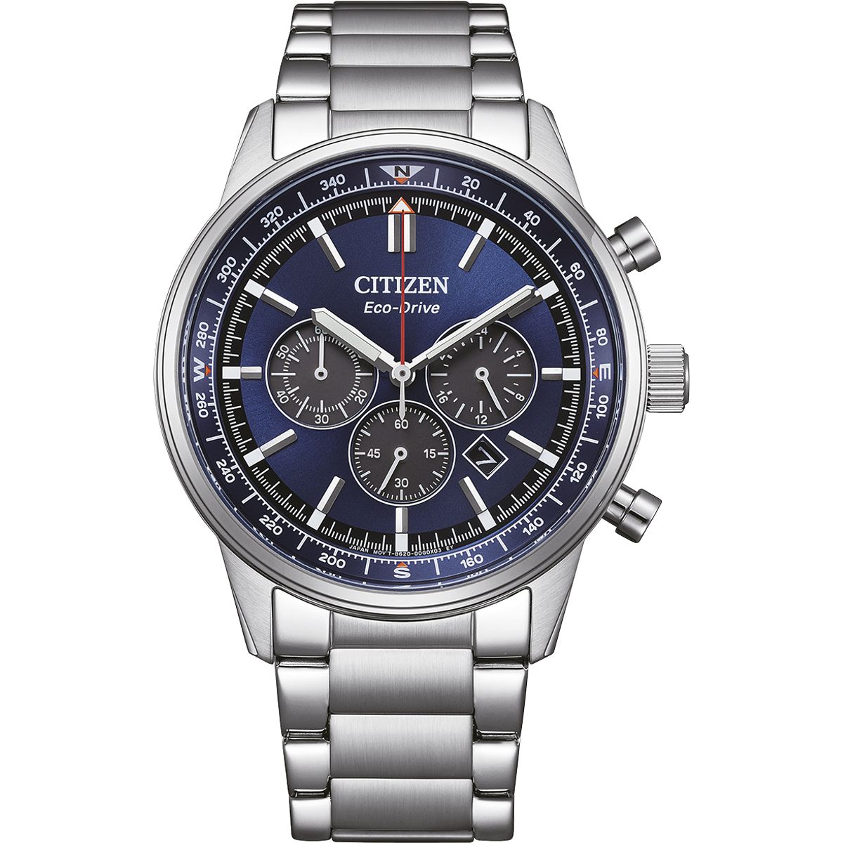 Solarbetriebener Chronograph mit Gliederarmband