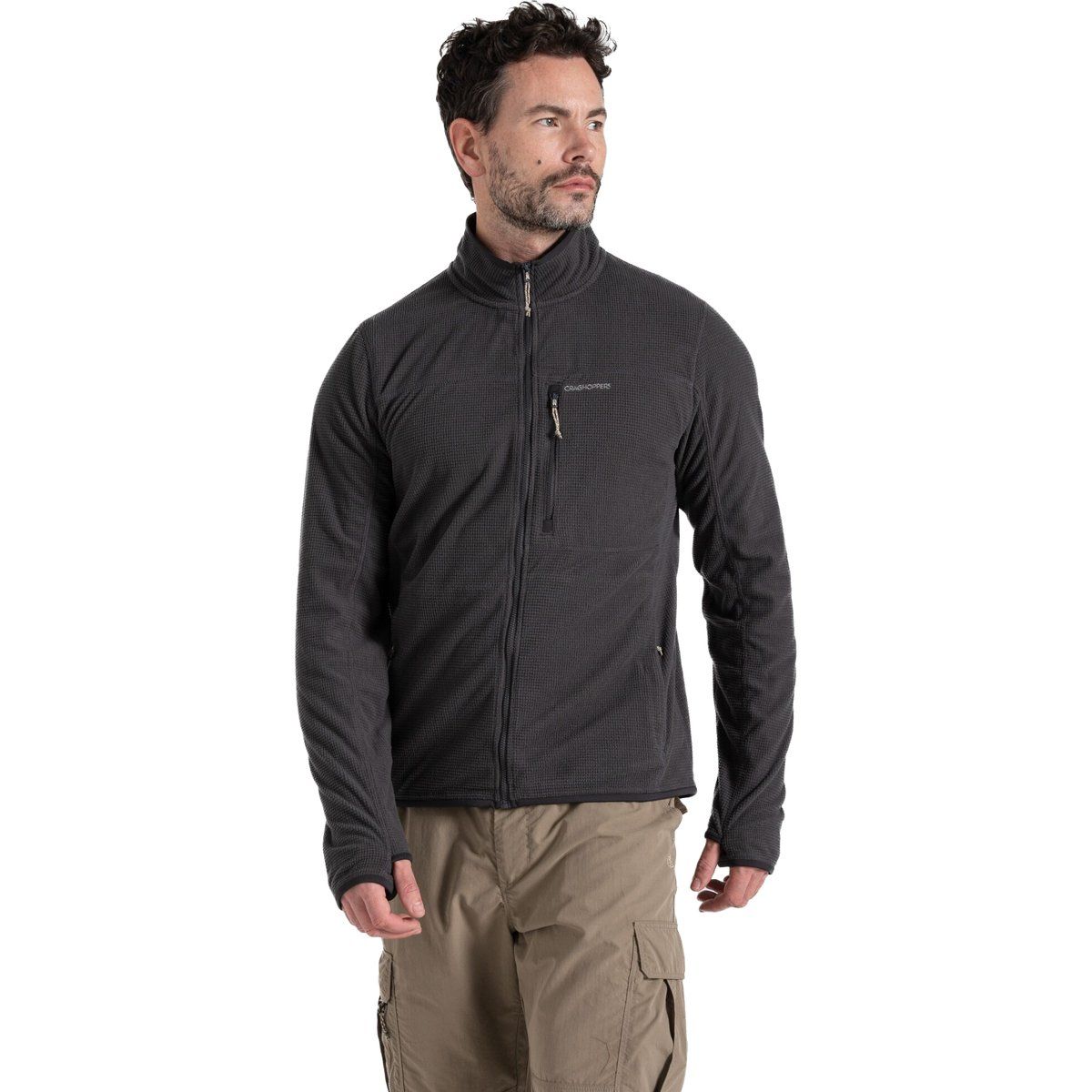 Strukturierte Fleecejacke mit Reißverschluss