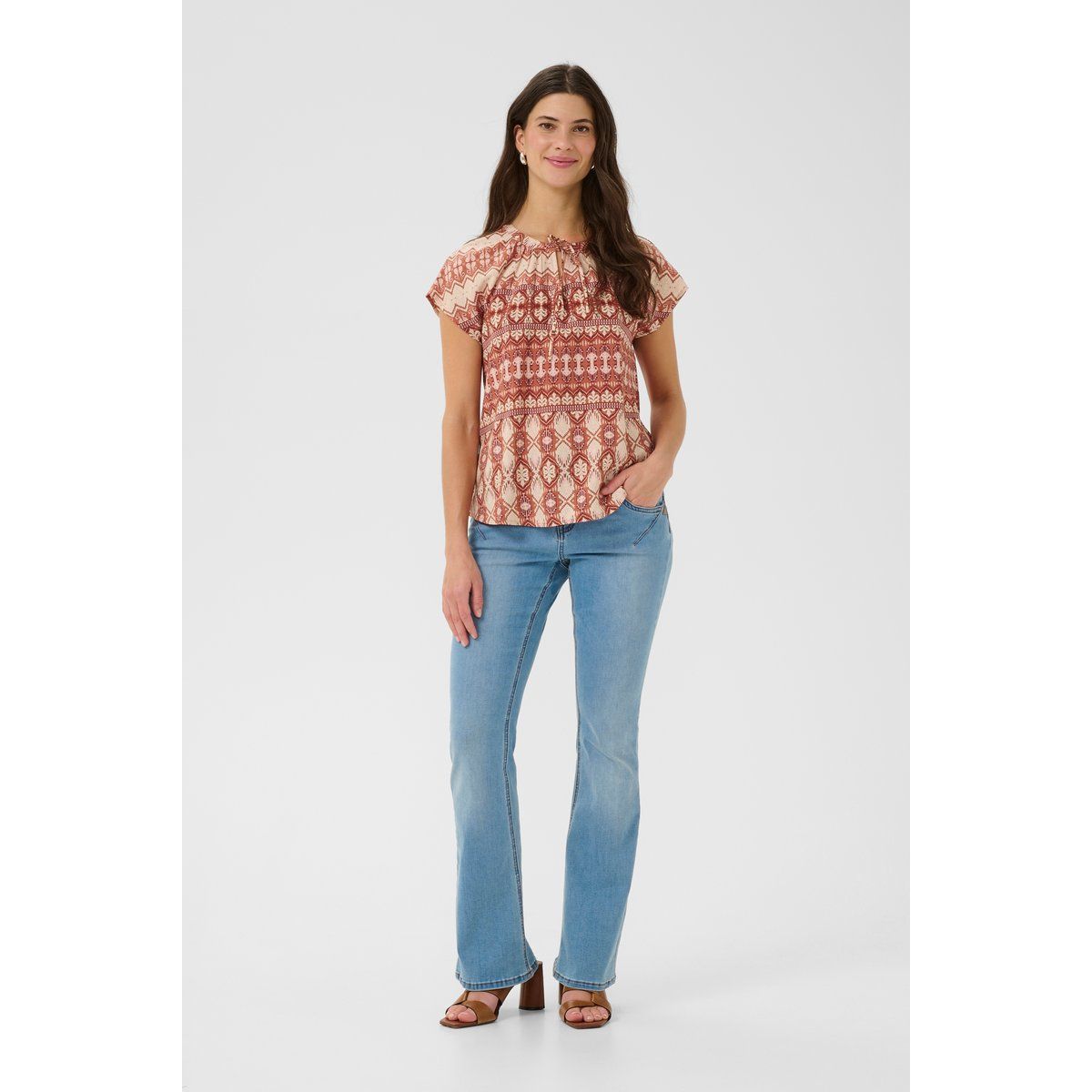Bluse mit geometrischem Boho-Muster