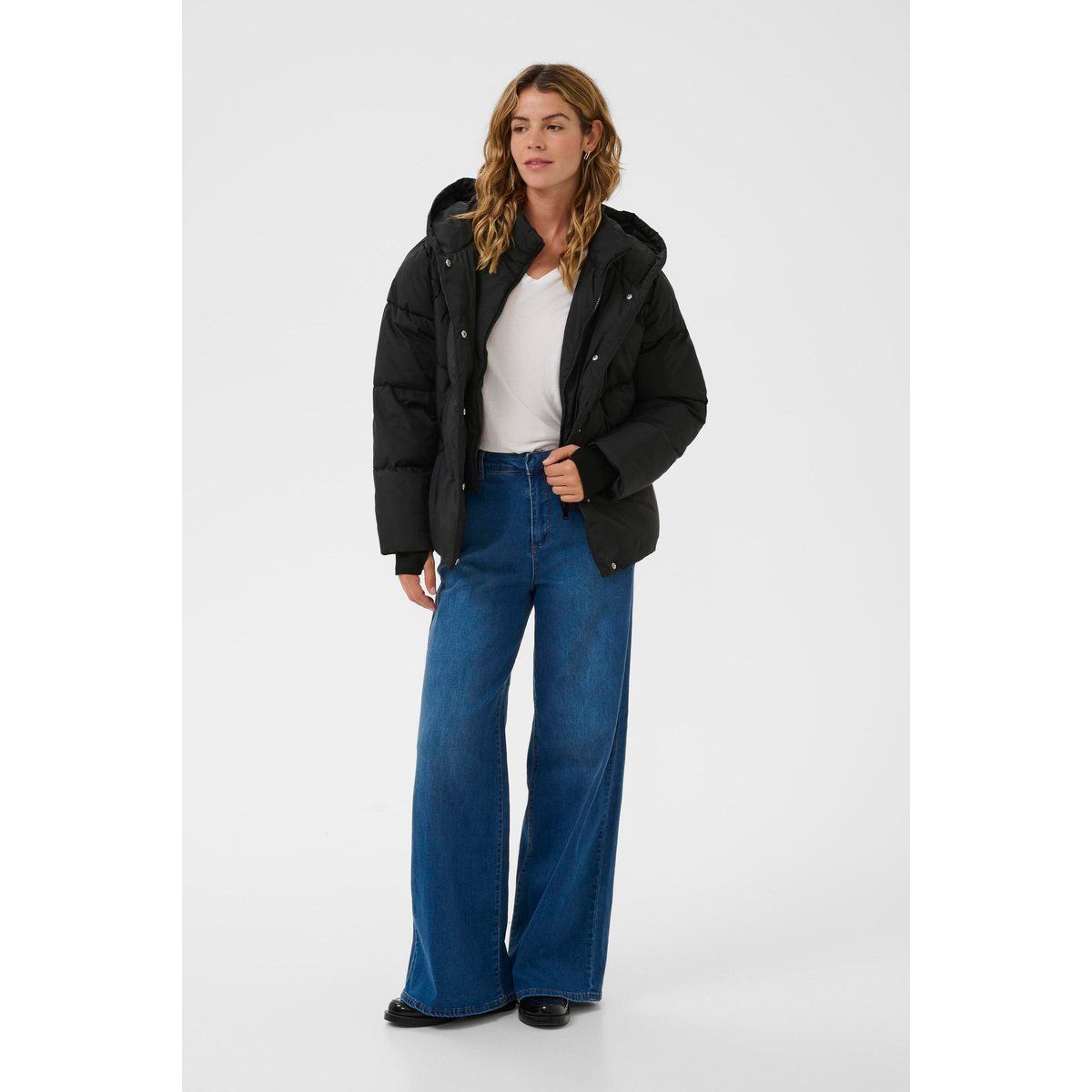 Wattierte Oversize-Steppjacke mit Kapuze