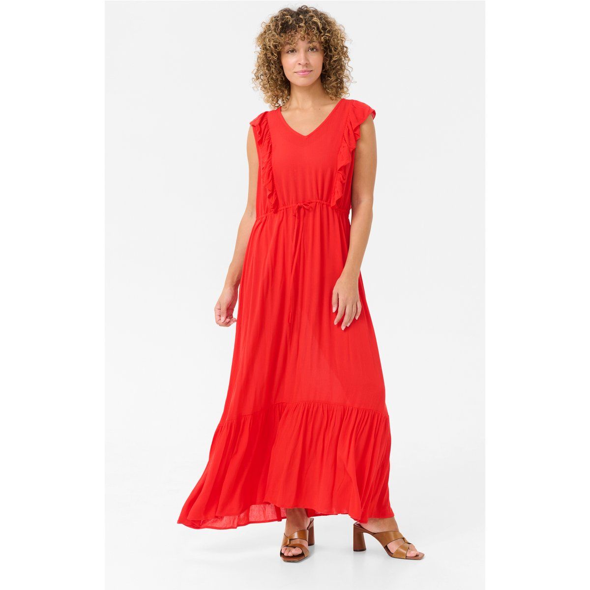 Fließendes Stufen-Maxikleid mit Volants