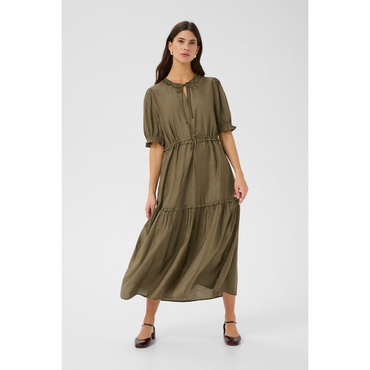Gestuftes Midikleid mit Rüschendetails