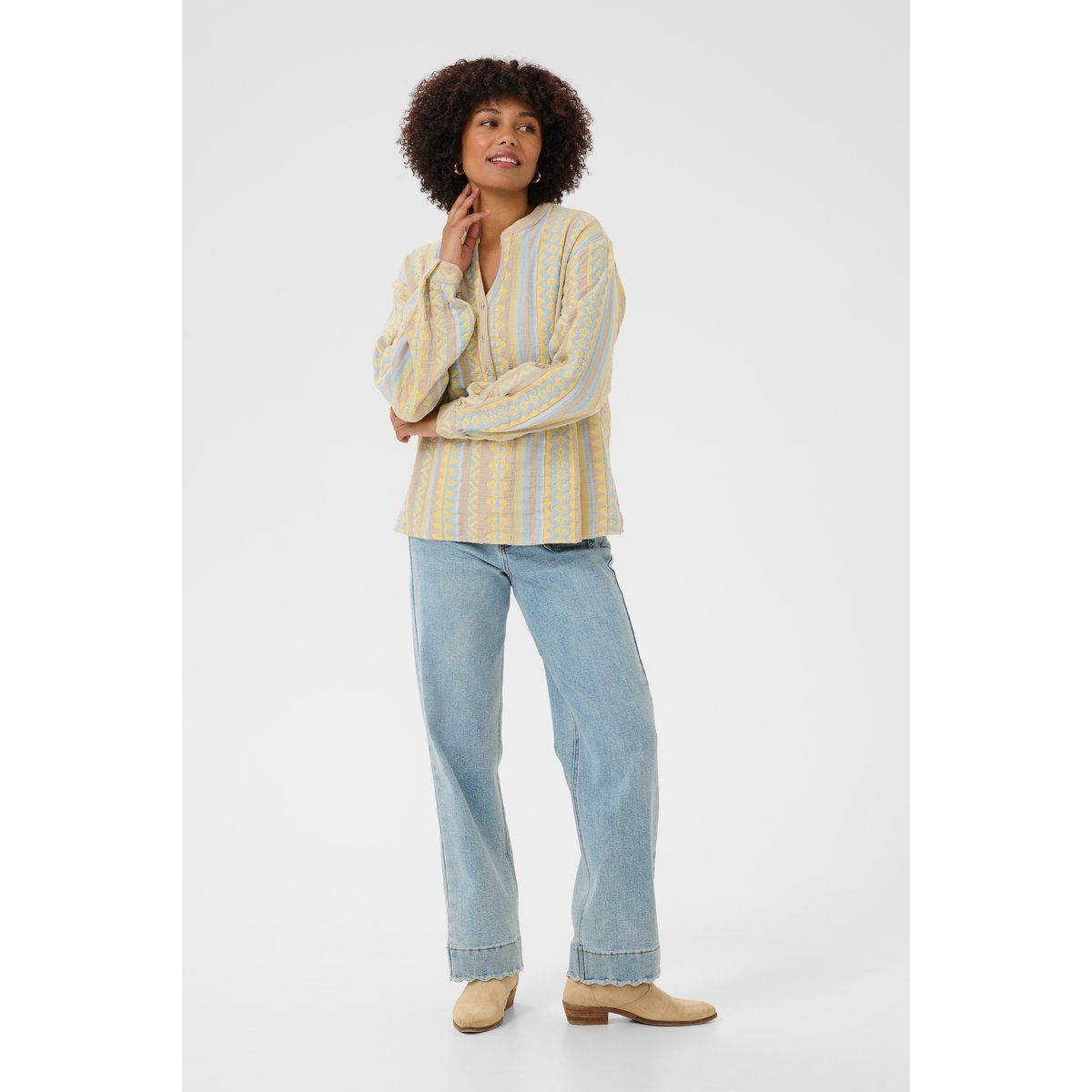 Boho-Tunika mit Jacquard-Streifen
