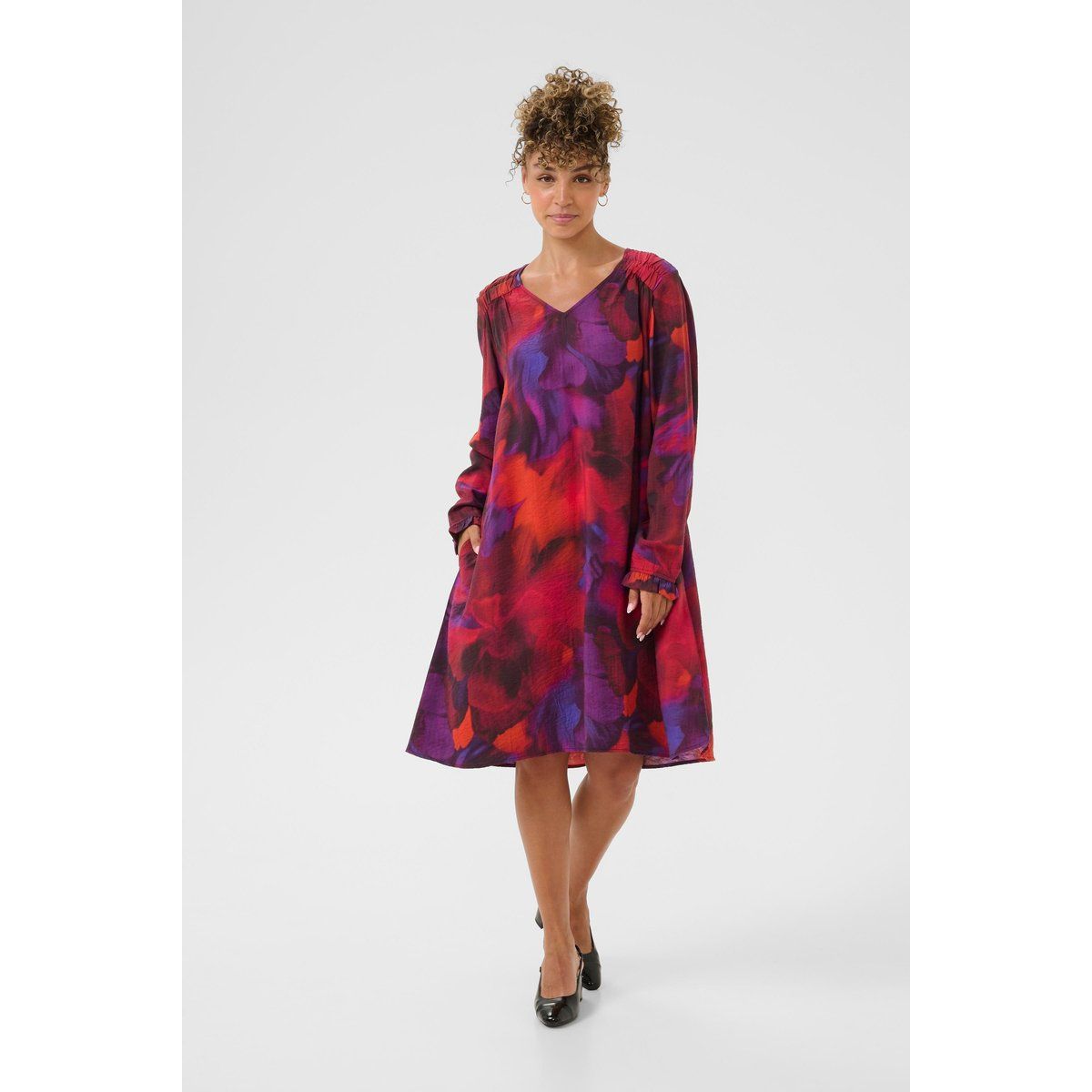 A-Linien-Midikleid mit abstraktem Muster