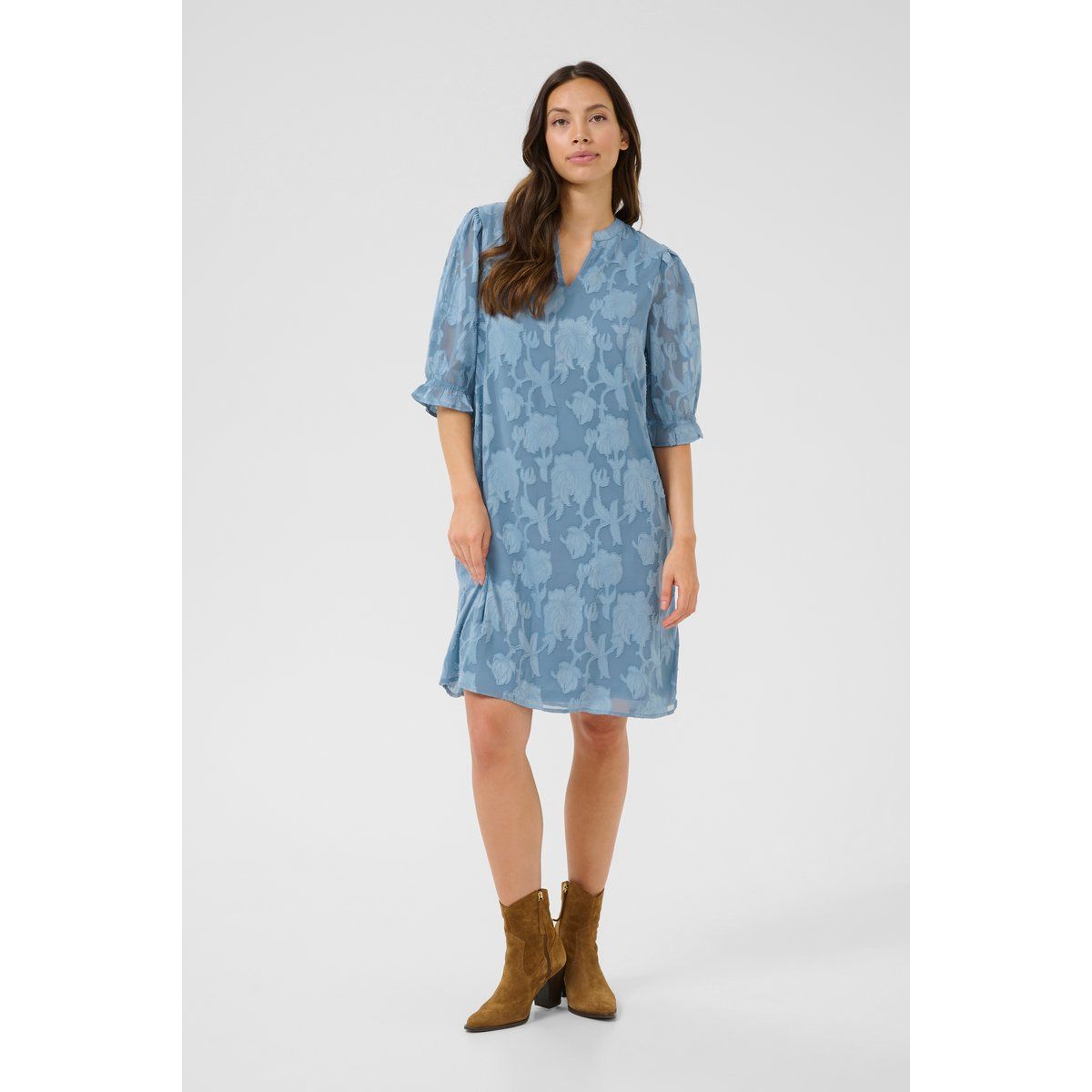 Strukturiertes Schichtkleid mit Blumenmuster
