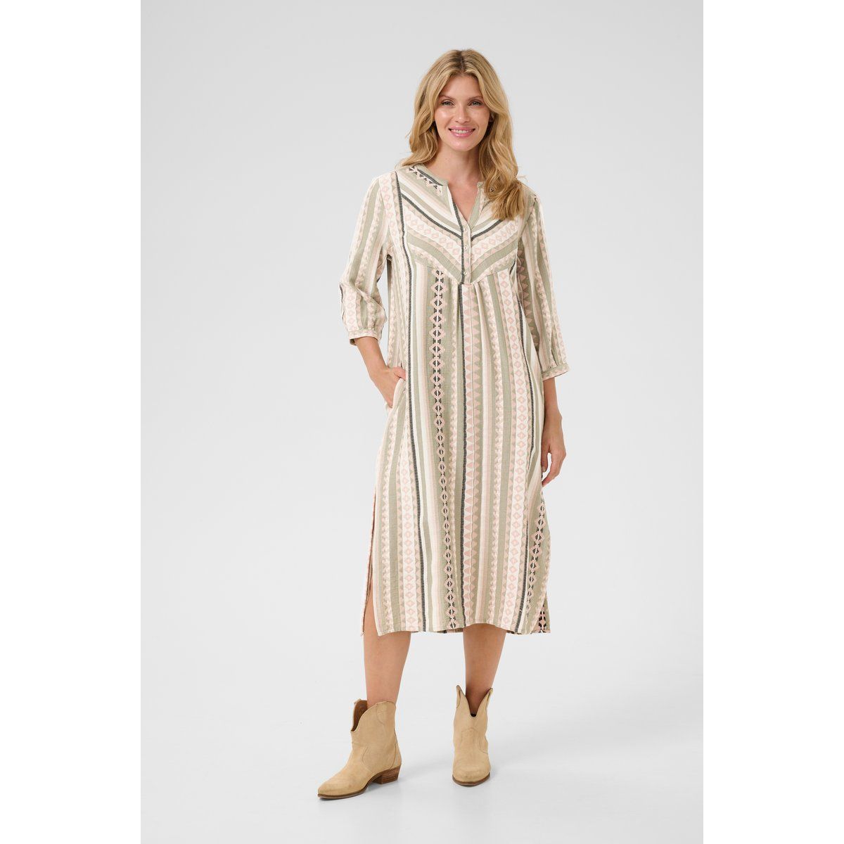 Gerade geschnittenes Jacquard-Midikleid