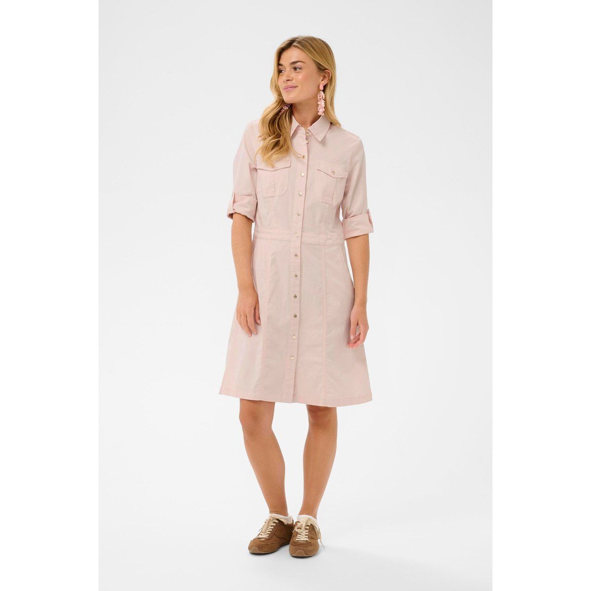Strukturiertes Hemdblusenkleid mit Knopfleiste