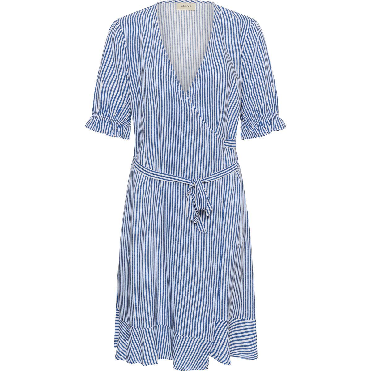 Gestreiftes Wickelkleid mit Volants