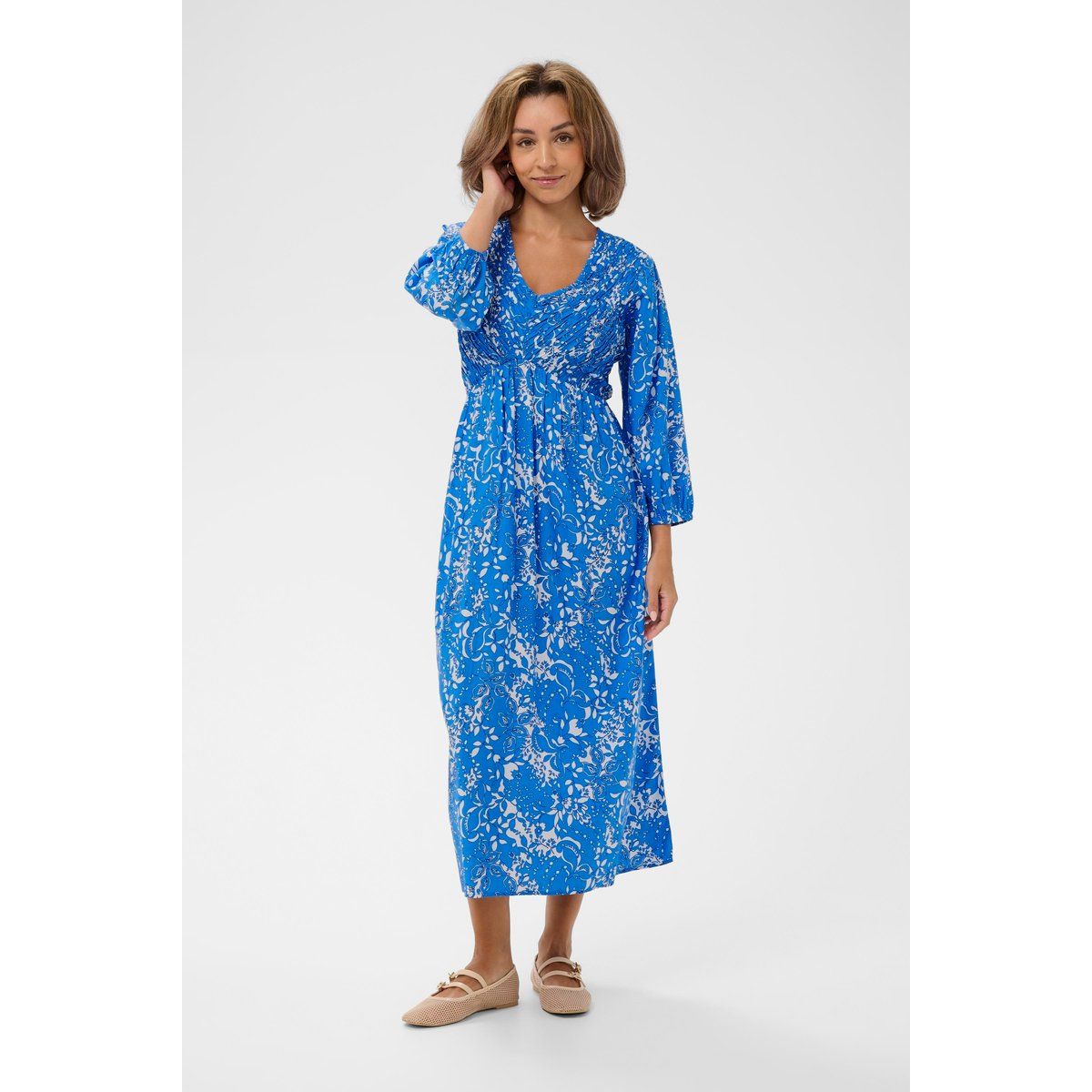 Midikleid mit Blumenmuster und Plissee
