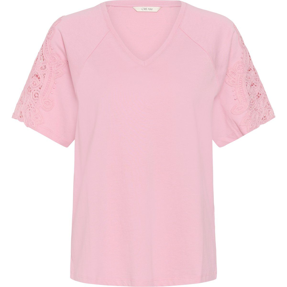 V-Ausschnitt Bluse mit Spitzenärmeln
