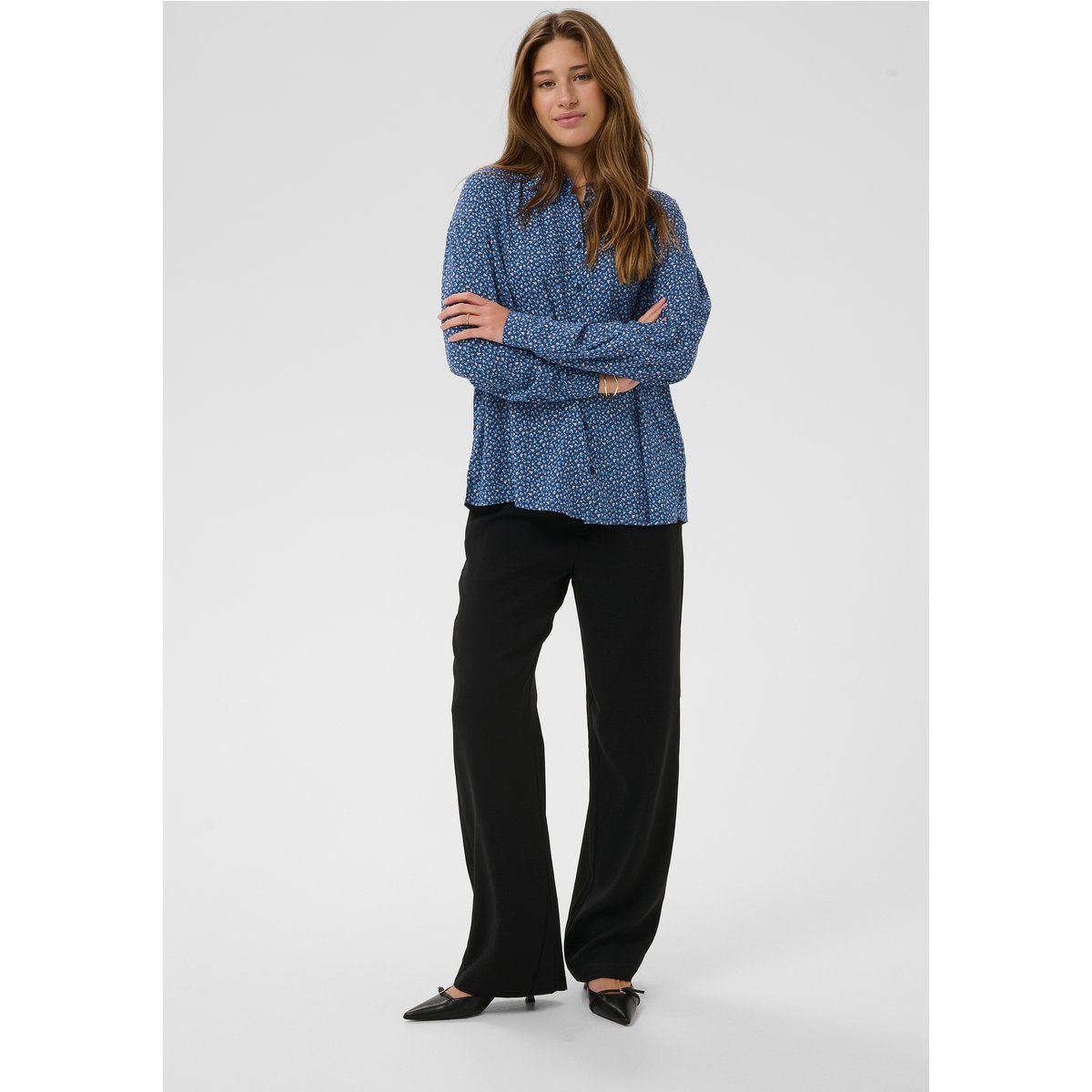 Oversize-Hemdbluse mit Allover-Muster