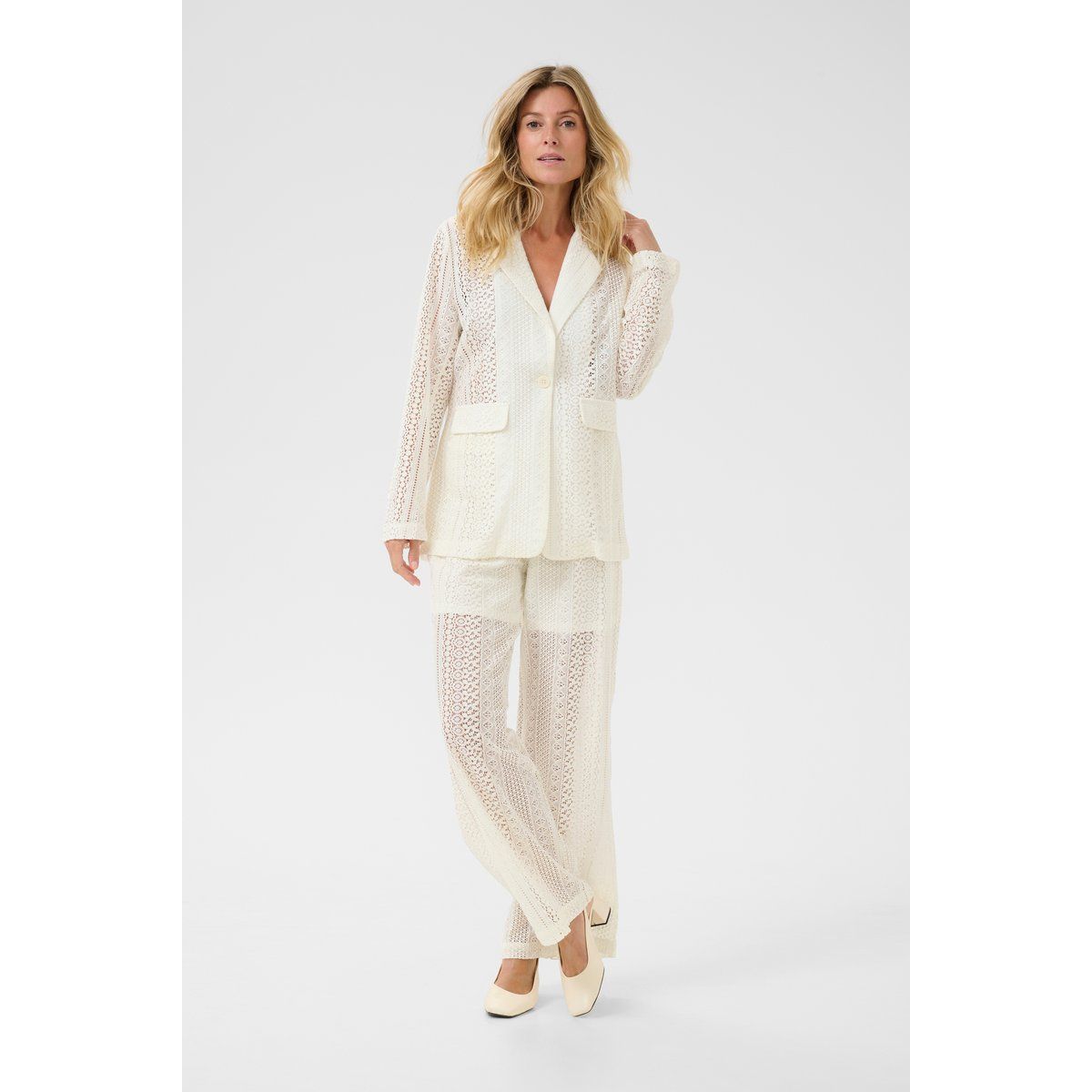 Hose mit geradem Bein und Spitzenmuster