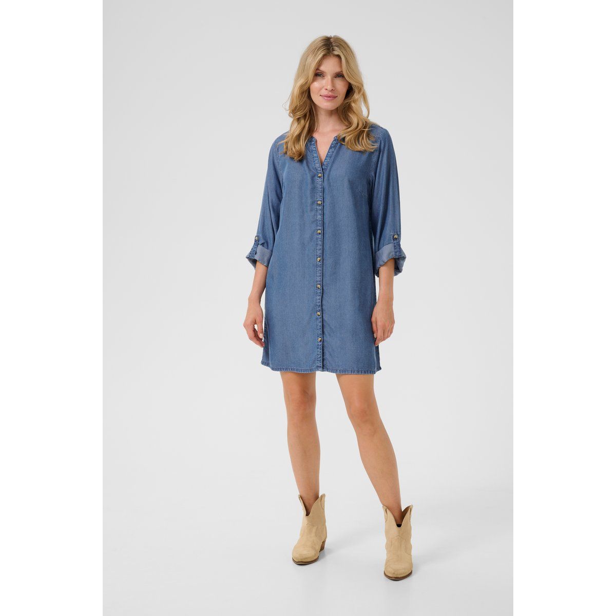 Lockeres Lyocell-Denim-Hemdblusenkleid