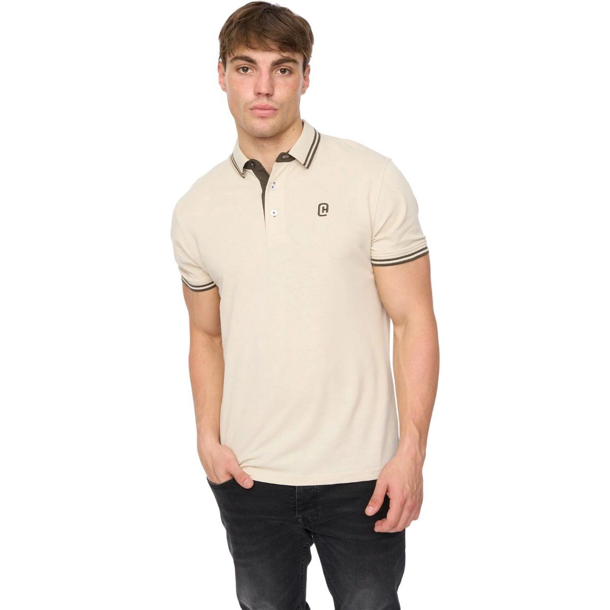 Klassisches Piqué-Poloshirt mit Kontraststreifen