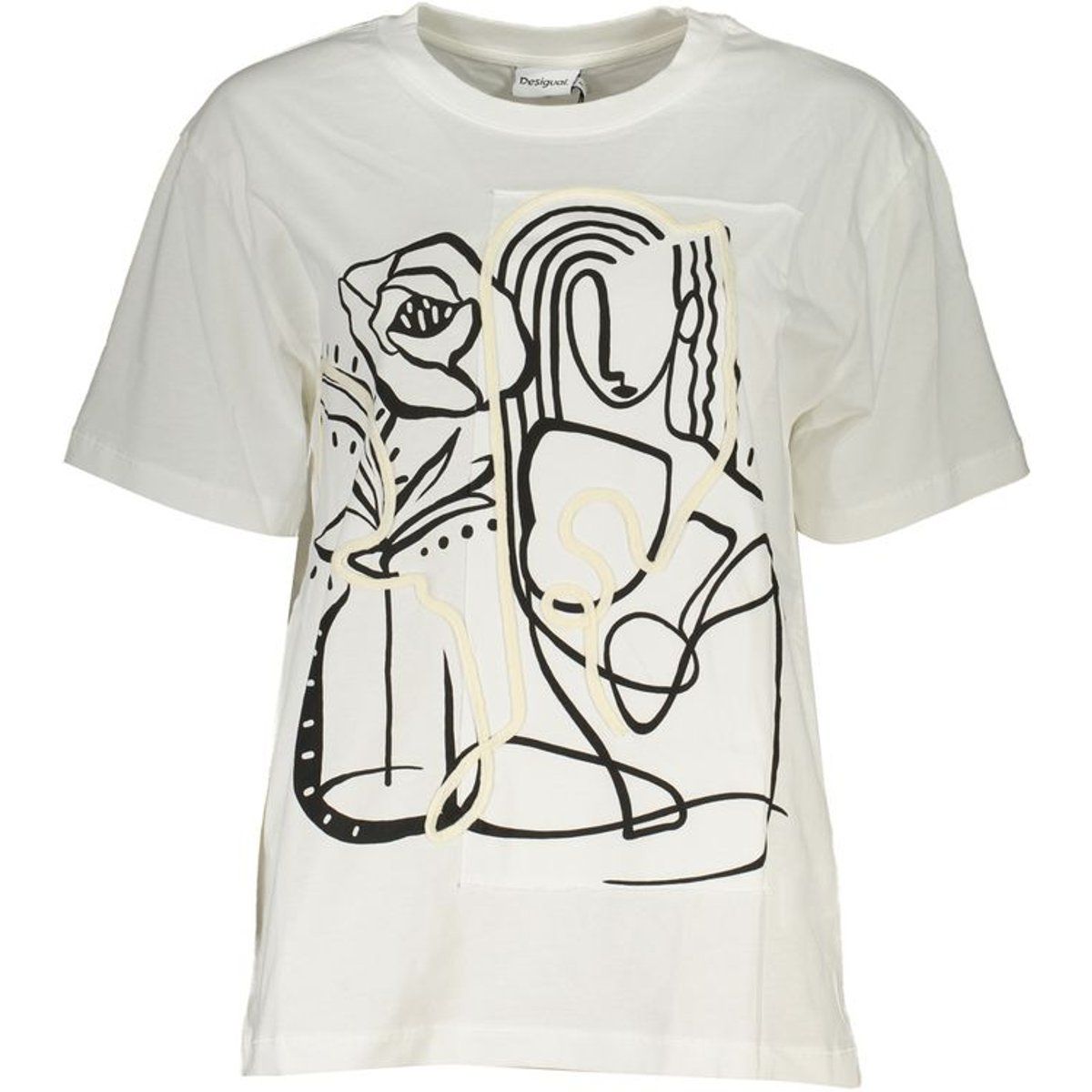 T-Shirt mit abstraktem Linien-Kunstdruck