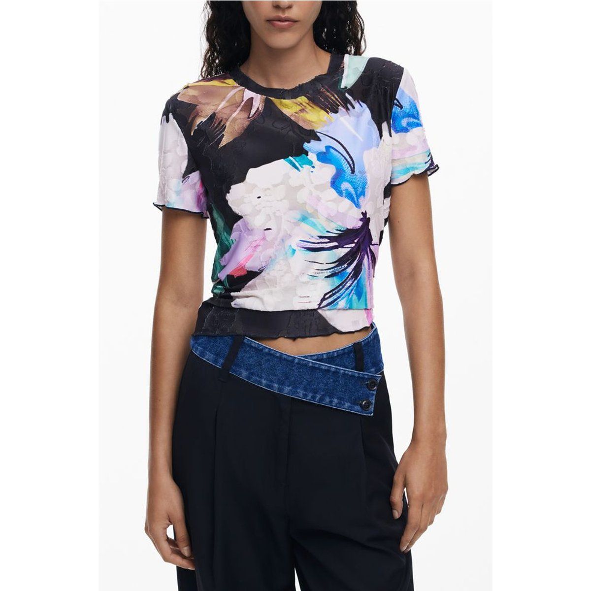 T-Shirt mit abstraktem Blumenprint