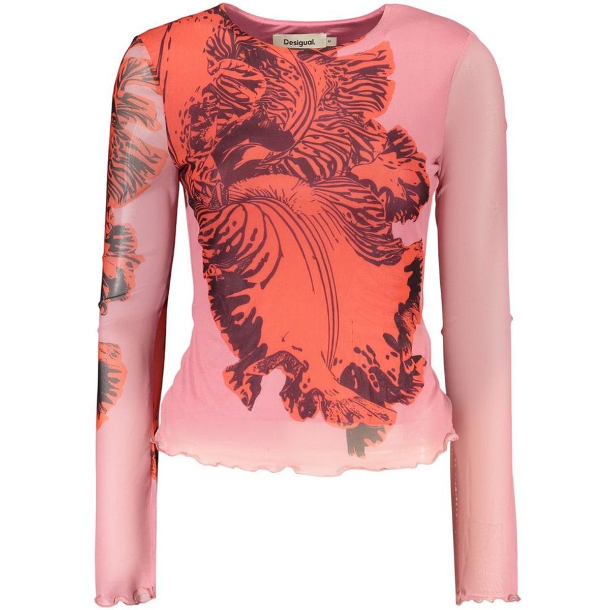 Langarmshirt mit künstlerischem Orchideen-Print