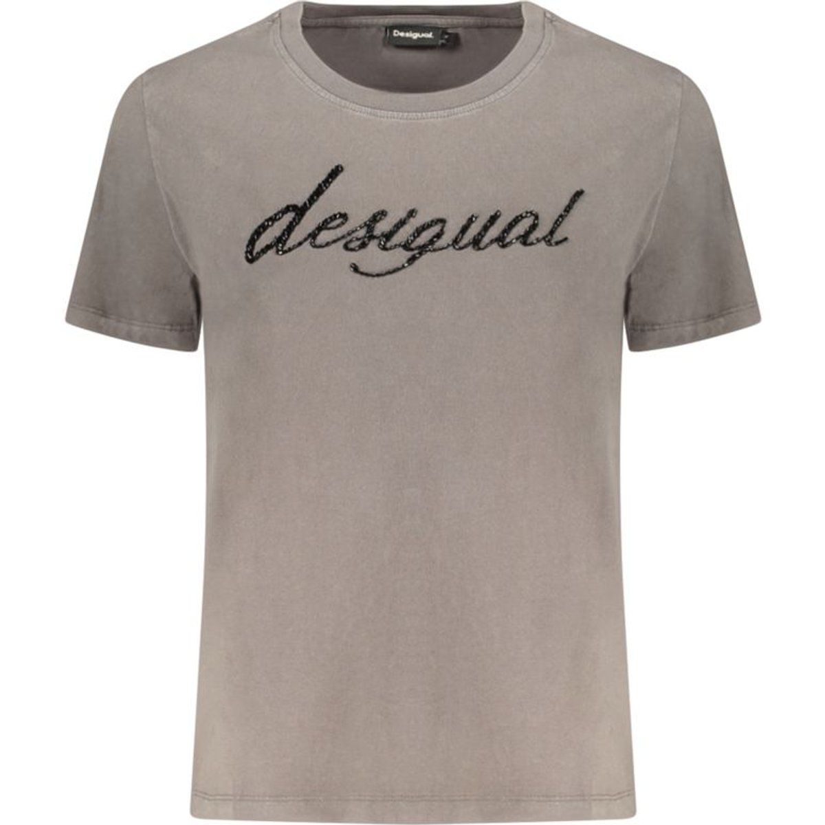T-Shirt mit Perlen-Logo-Schriftzug