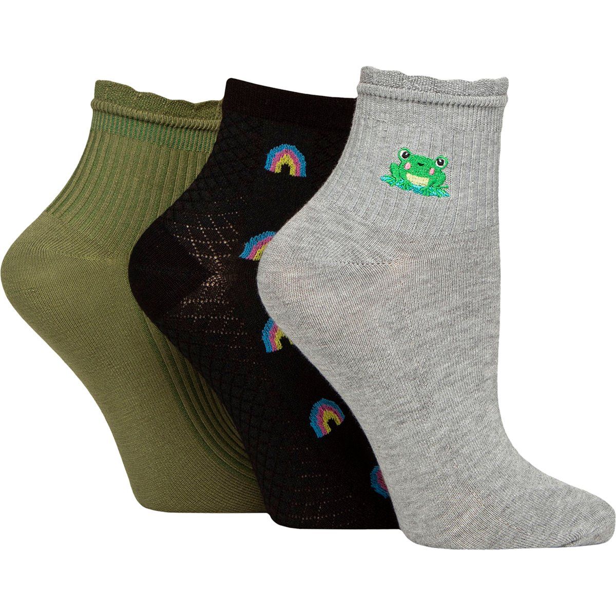 Bestickte Socken mit Rüschensaum
