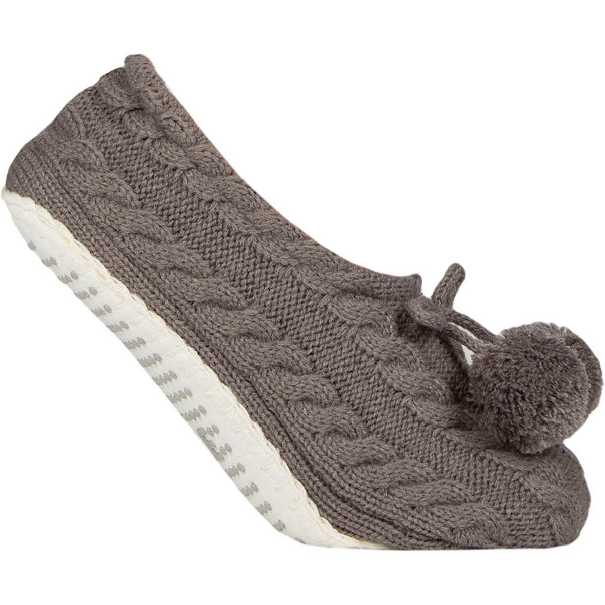 Kabelstrick Mokassin Hausschuh-Socken