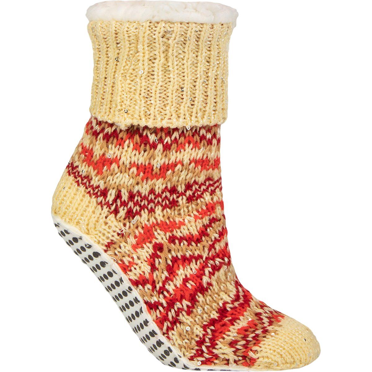 Dicke Fair-Isle-Strick-Mokassinsocken