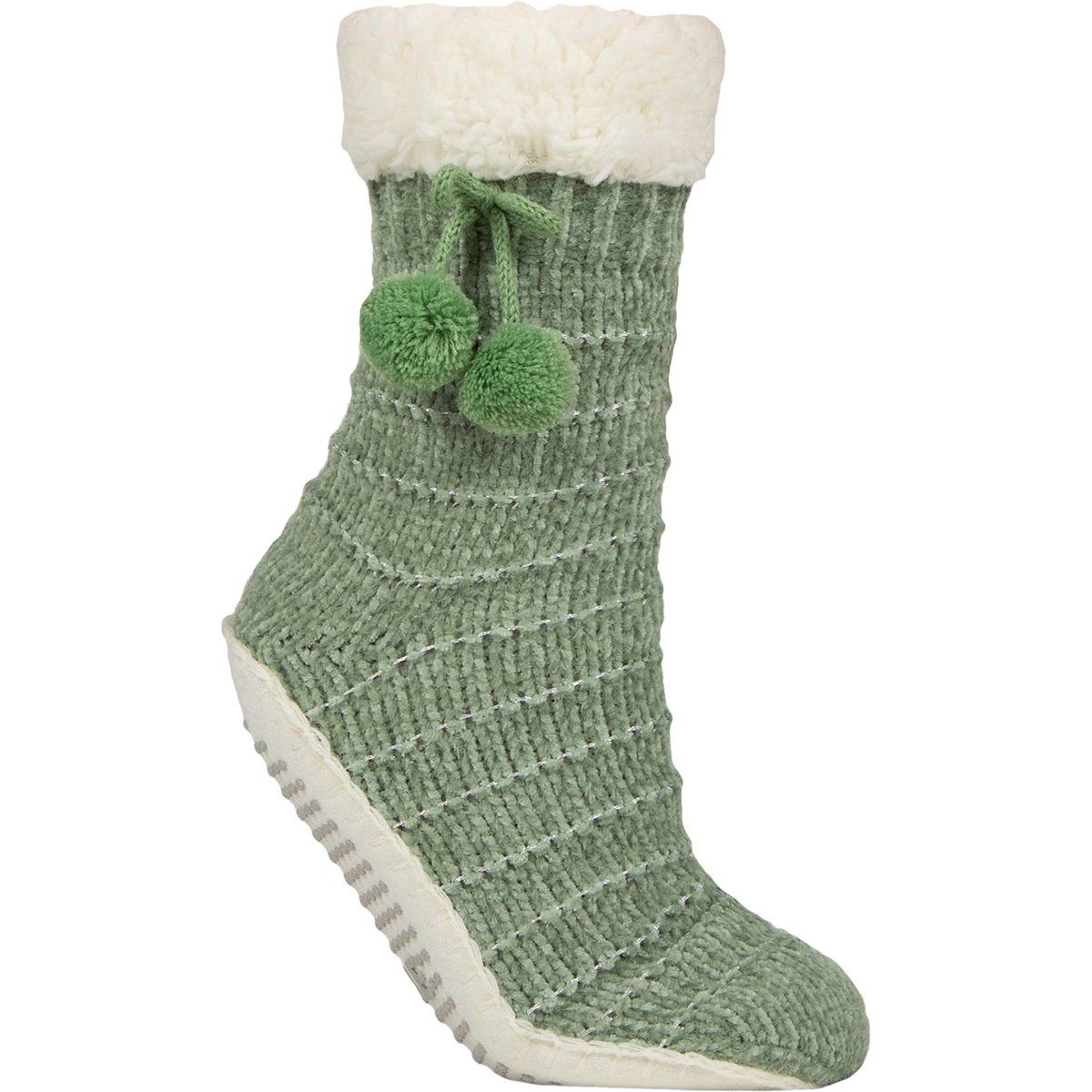 Chenille-Hausschuhsocken mit Mokassinsohle