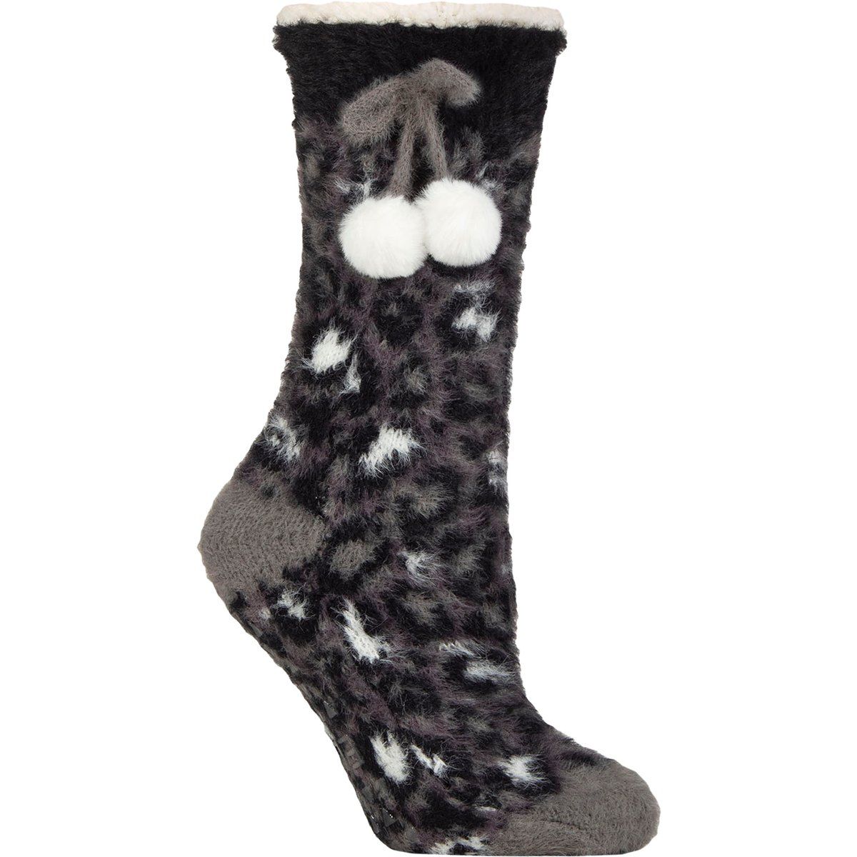 Pompon-Socken mit Leopardenmuster