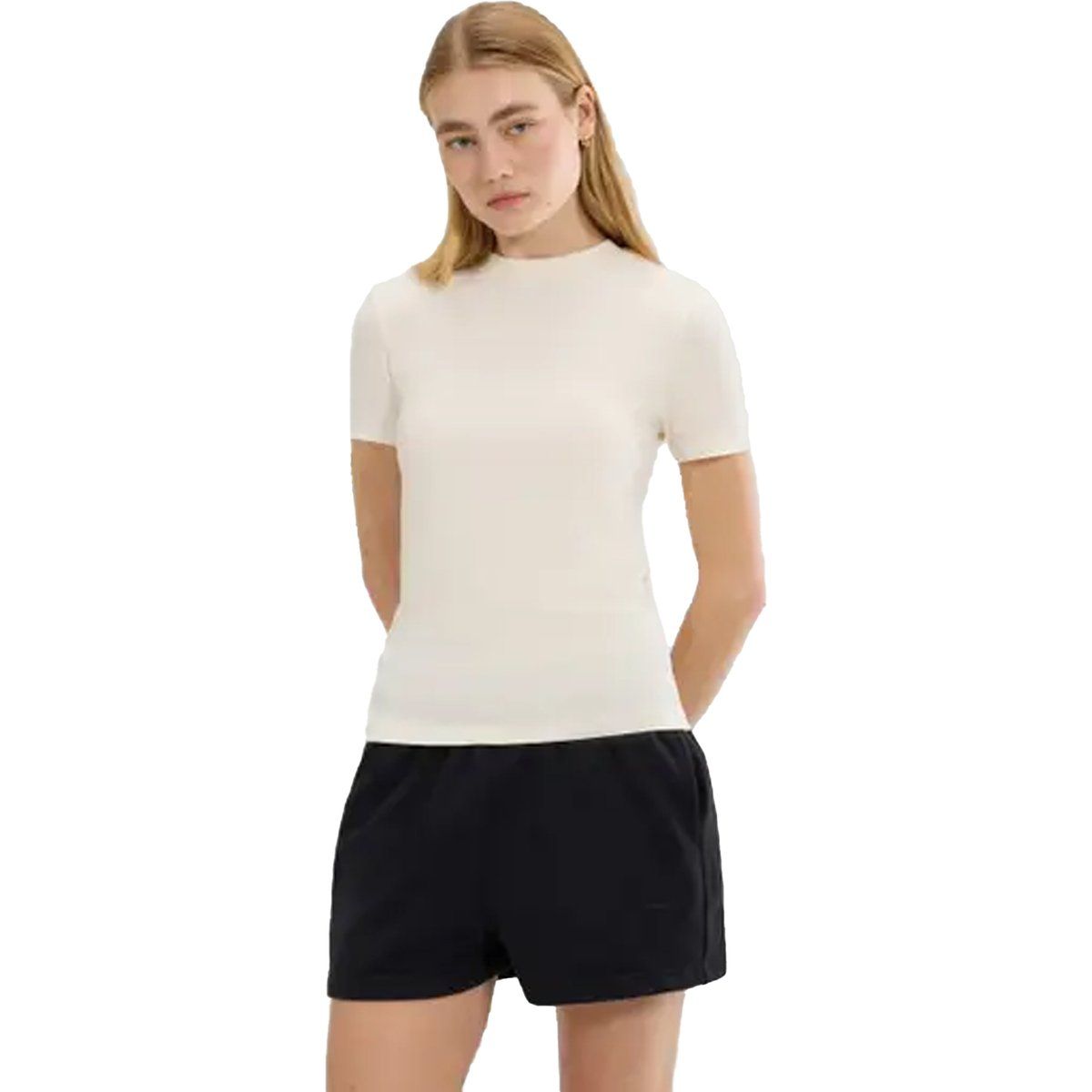 T-Shirt mit geripptem Rundhalsausschnitt