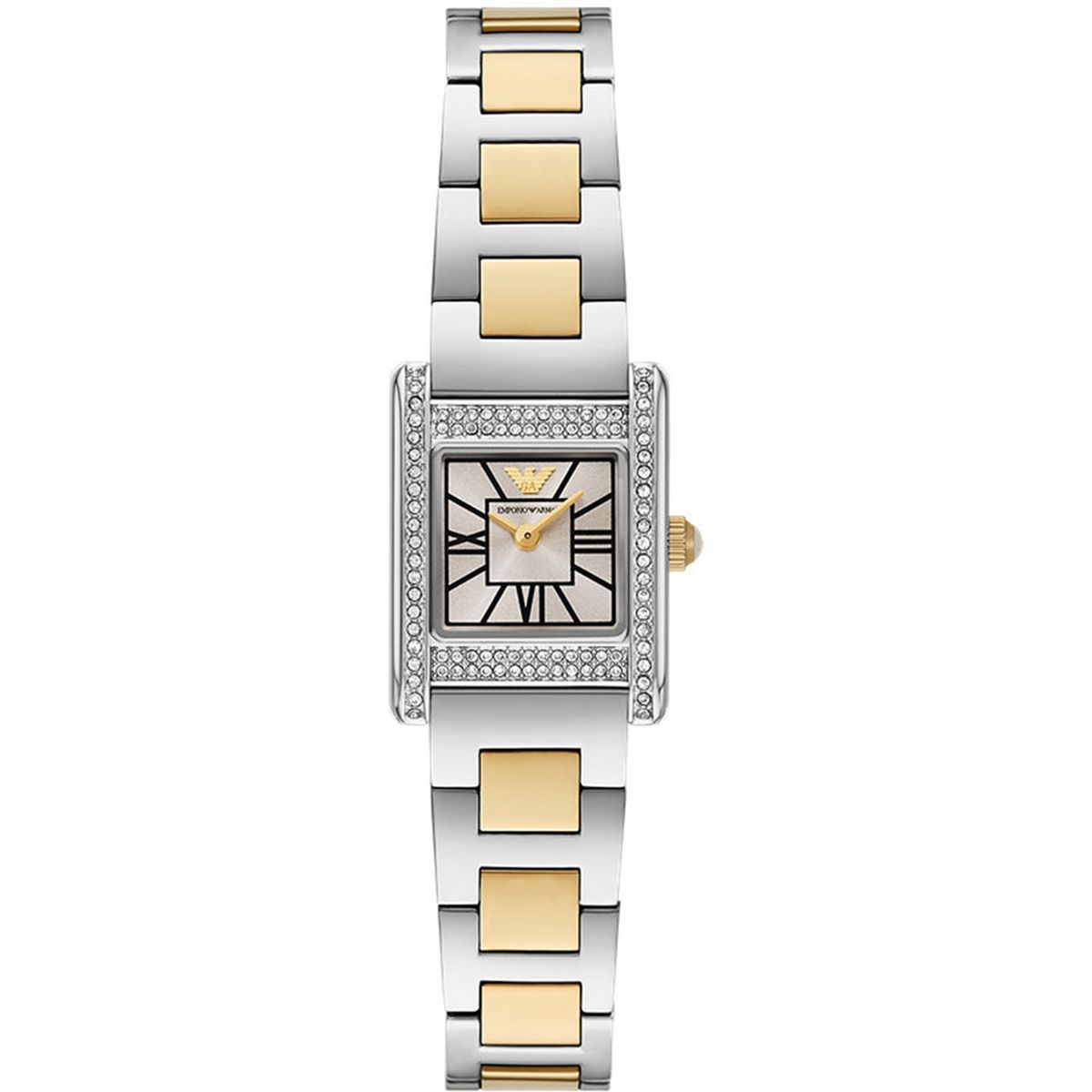 Elegante rechteckige Uhr mit Kristallbesatz