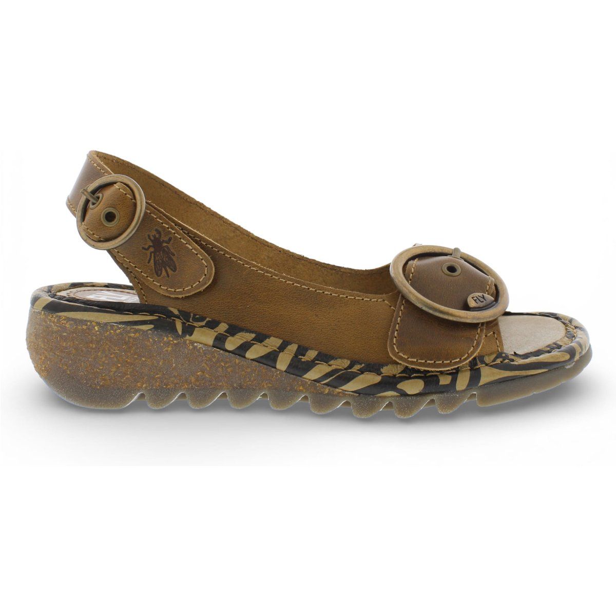Keilsandalen aus Leder mit Fersenriemen