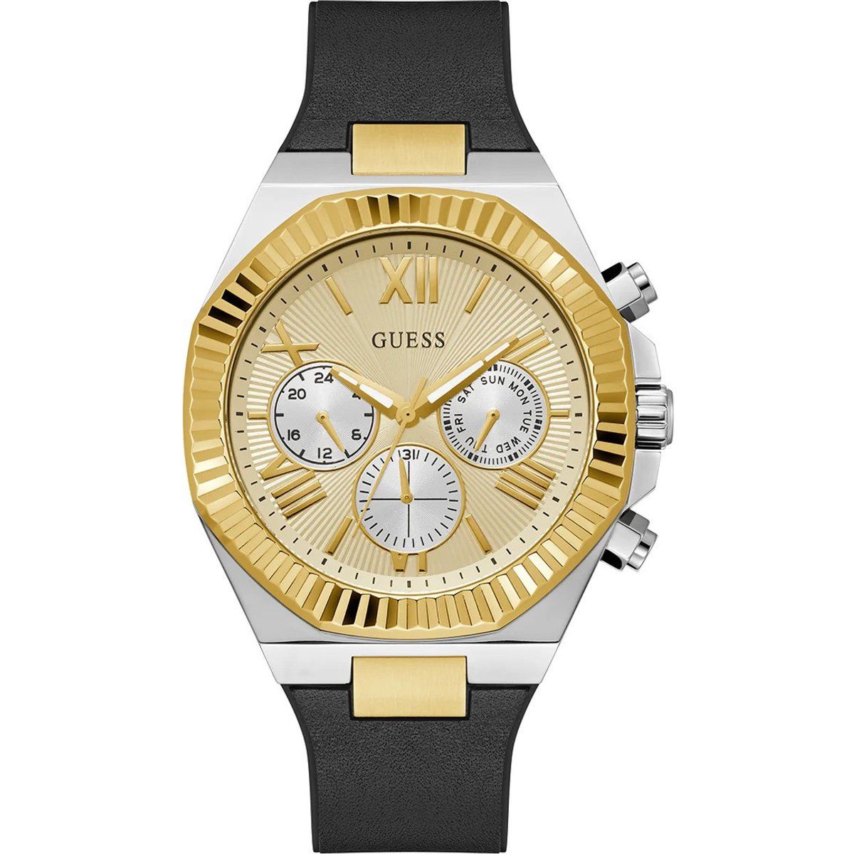 Oversized Armbanduhr mit geriffelter Lünette