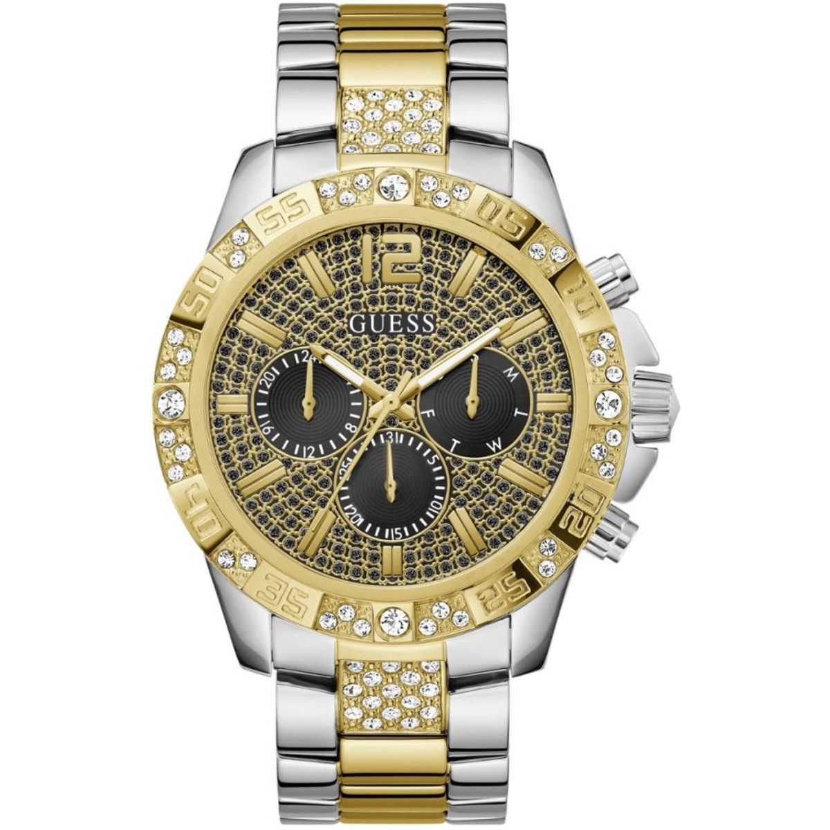 Kristallbesetzte zweifarbige Chronographen-Uhr