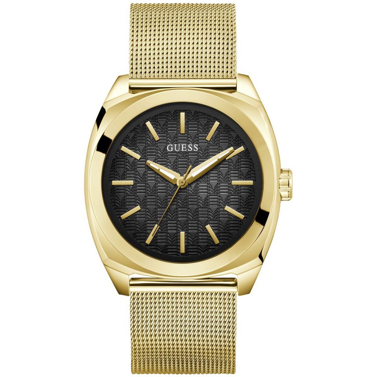Elegante Mesh-Uhr mit strukturiertem Zifferblatt
