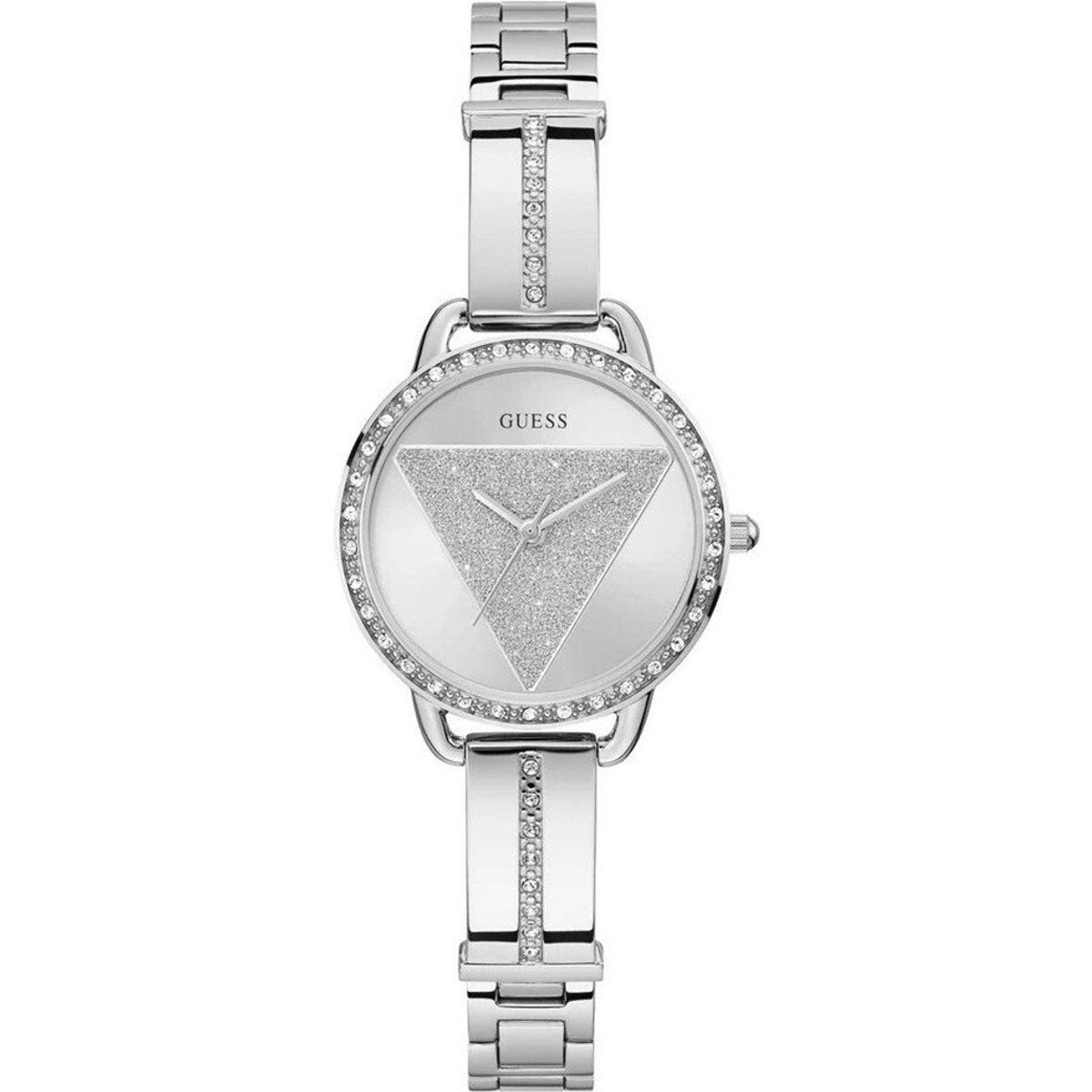 Elegante Uhr mit glitzerndem Dreiecks-Zifferblatt