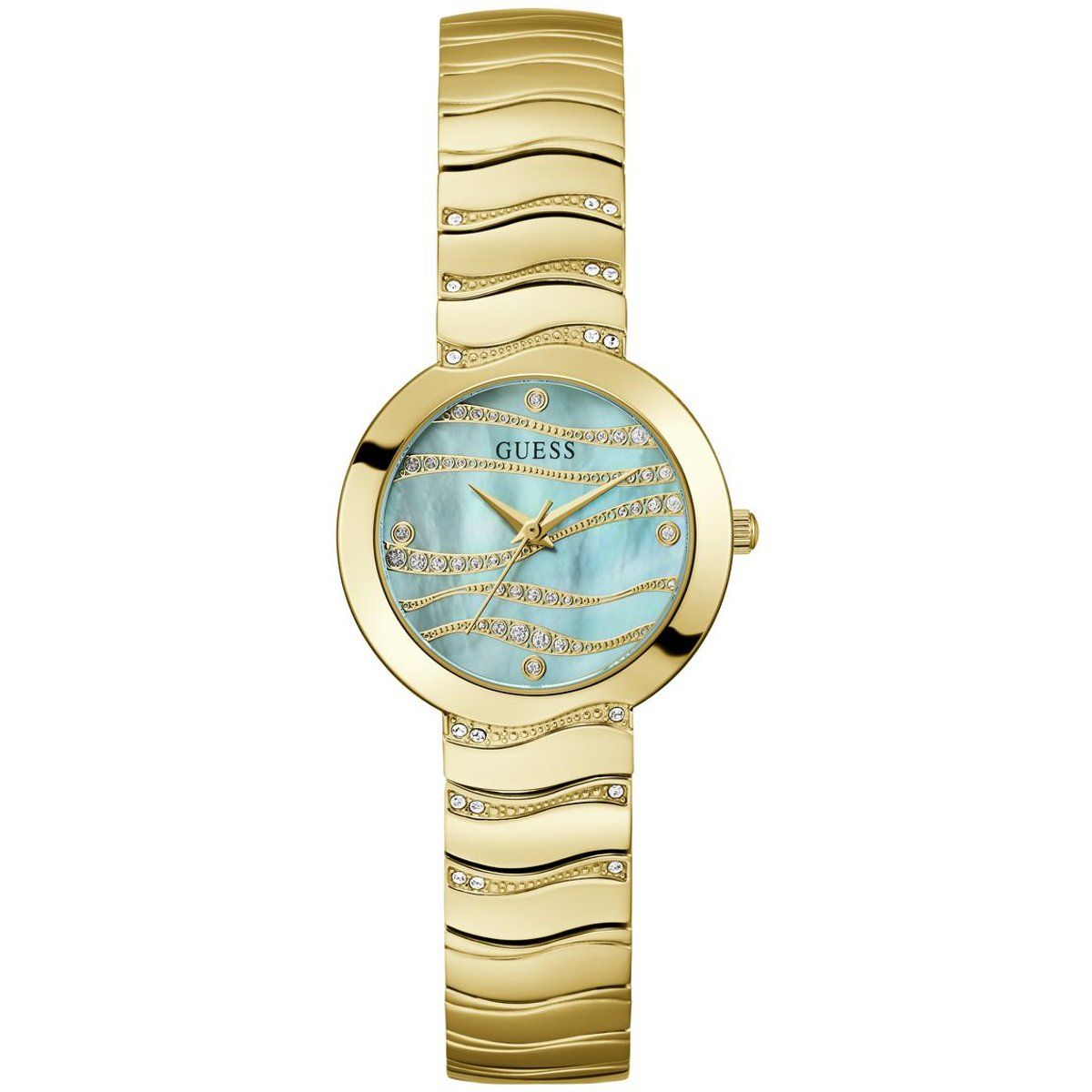 Armreif-Uhr mit Wellen-Design und Kristallen